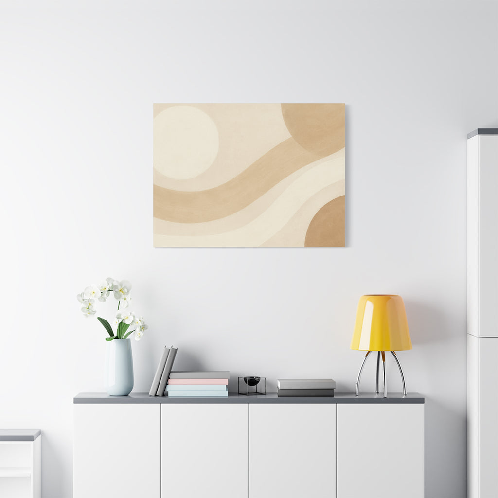 Abstract Neutral Wave Canvas Art – Beige Minimalist Wall Decor