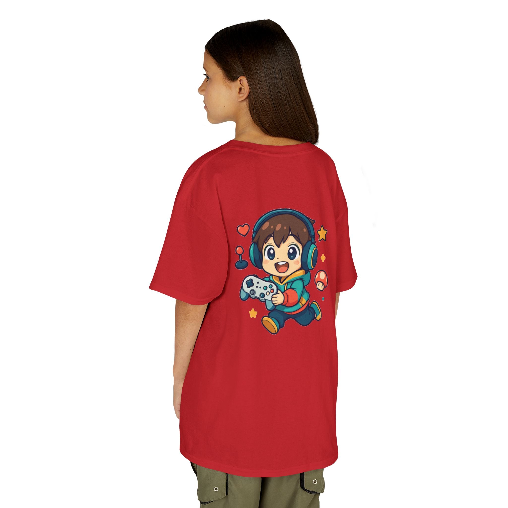 Kids Gamer Tee — Colorful Graphic Back Print & Minimal Front Logo (Many Colors)
