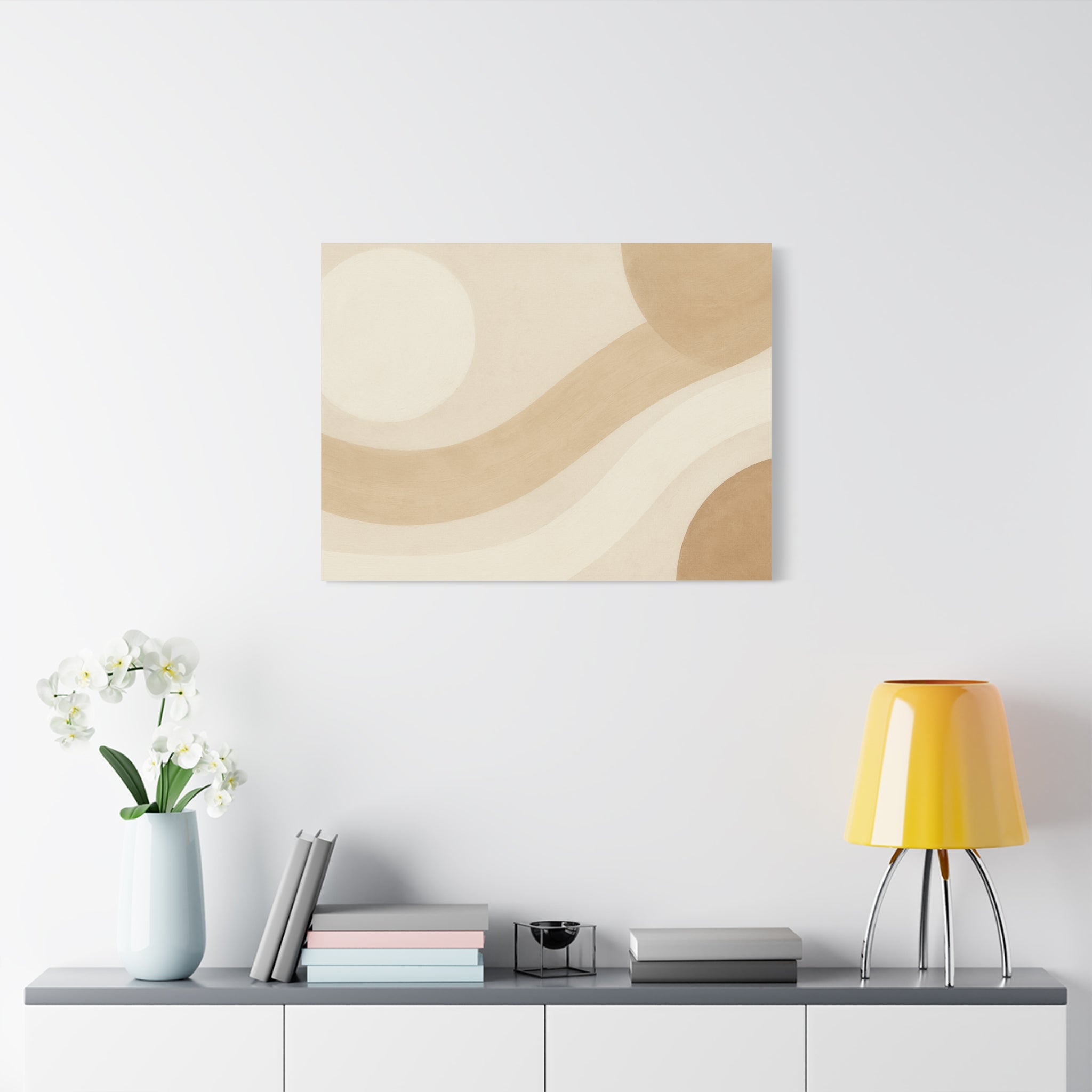 Abstract Neutral Wave Canvas Art – Beige Minimalist Wall Decor