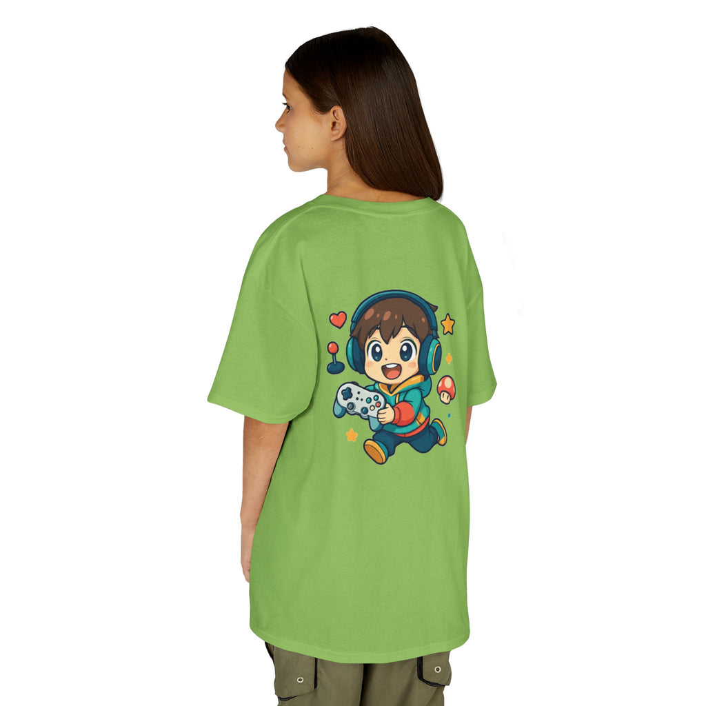 Kids Gamer Tee — Colorful Graphic Back Print & Minimal Front Logo (Many Colors)