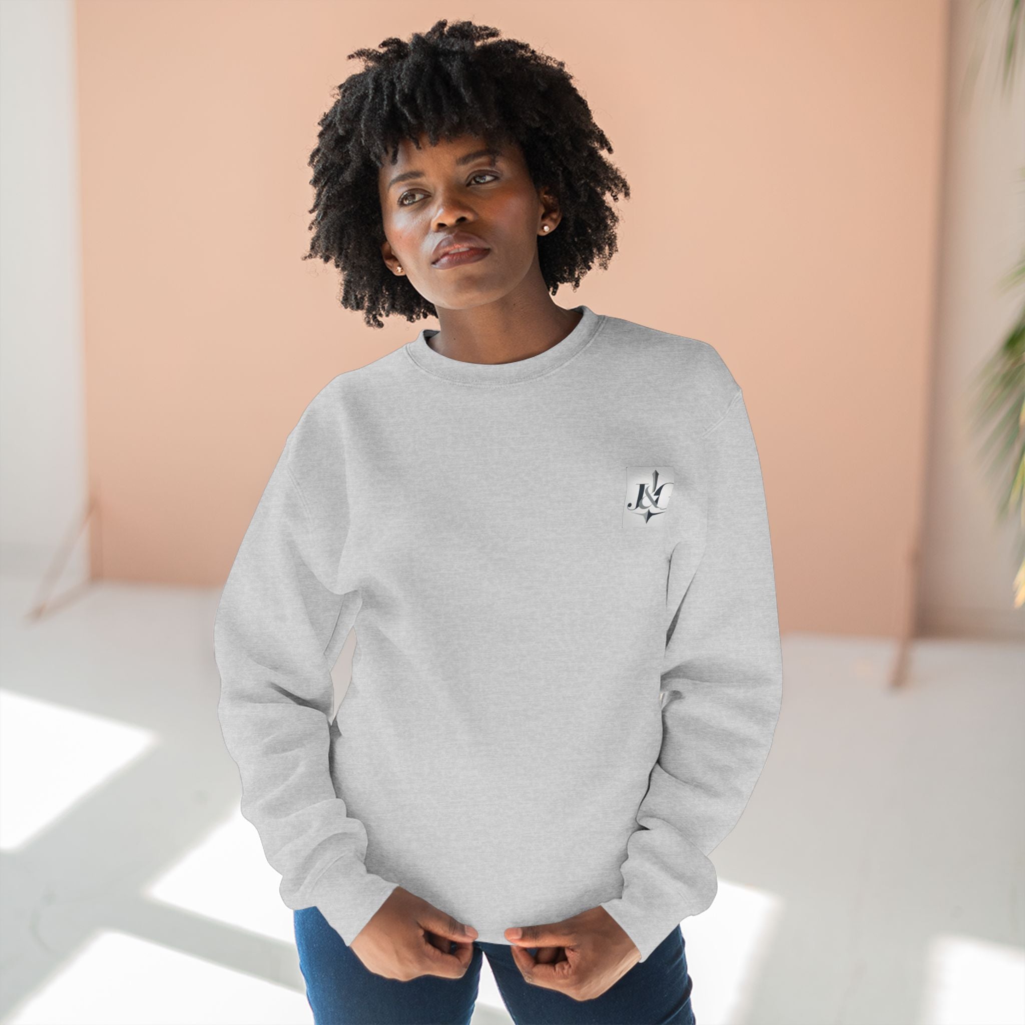 J&G Classic Crewneck Sweatshirt – Minimal Logo | Designed by Jess & Gus