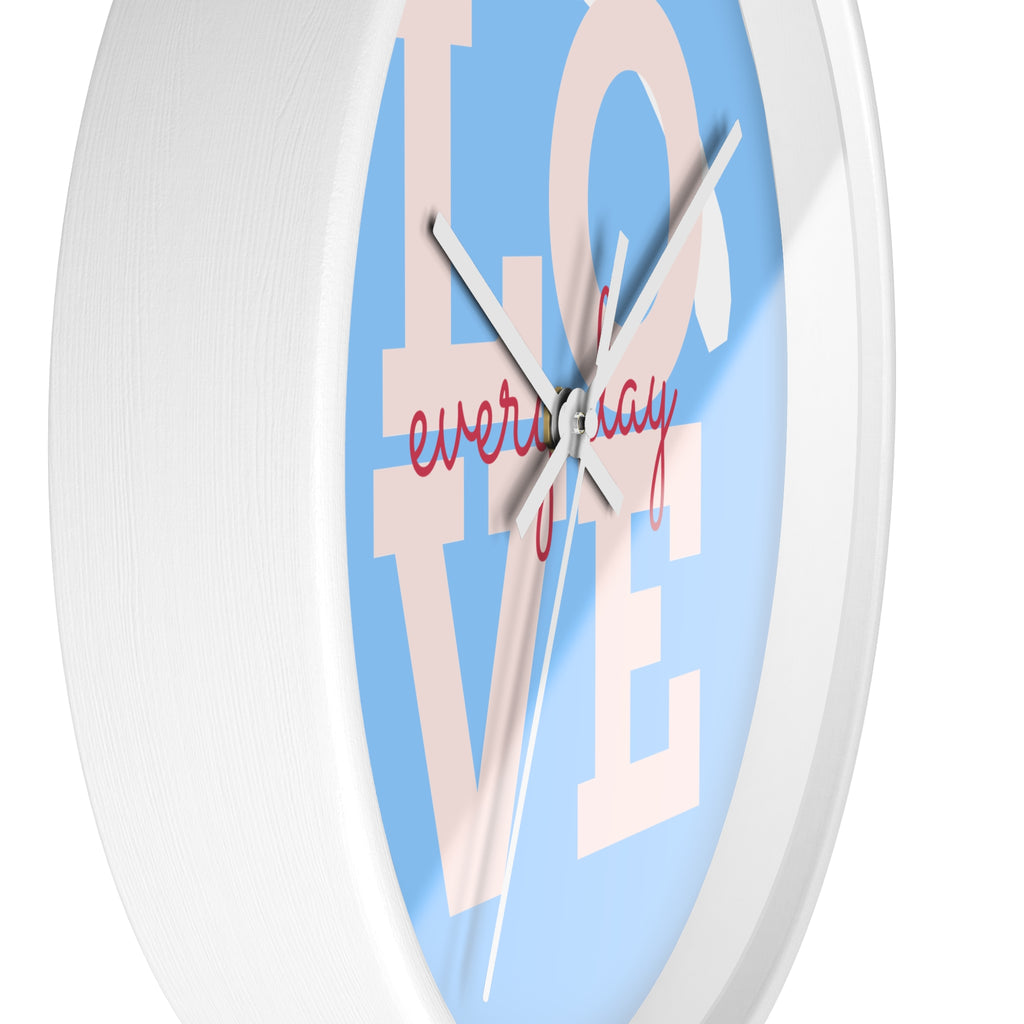 Love Everyday Wall Clock — Pastel Blue Inspirational Home Décor