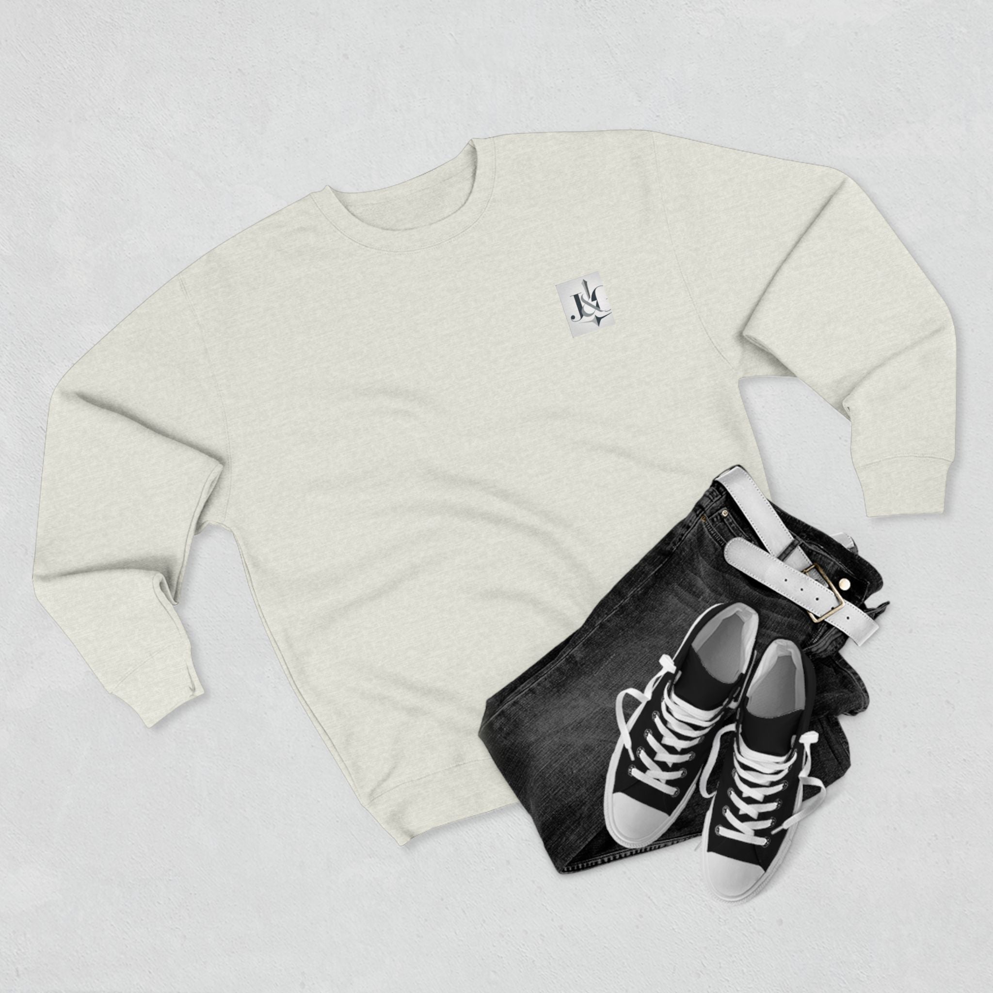 J&G Classic Crewneck Sweatshirt – Minimal Logo | Designed by Jess & Gus