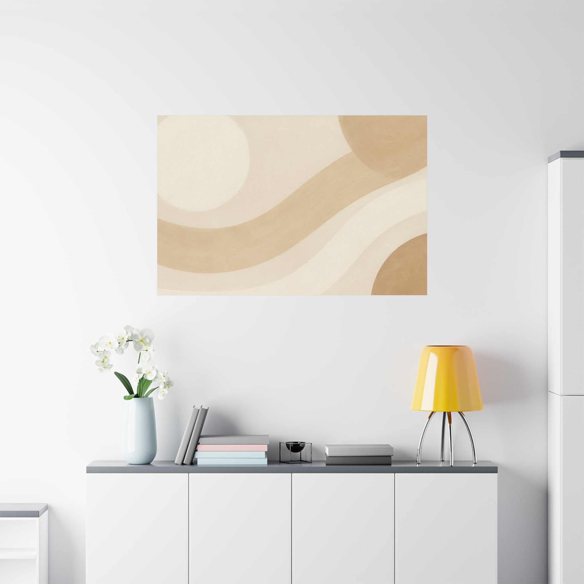 Abstract Neutral Wave Canvas Art – Beige Minimalist Wall Decor
