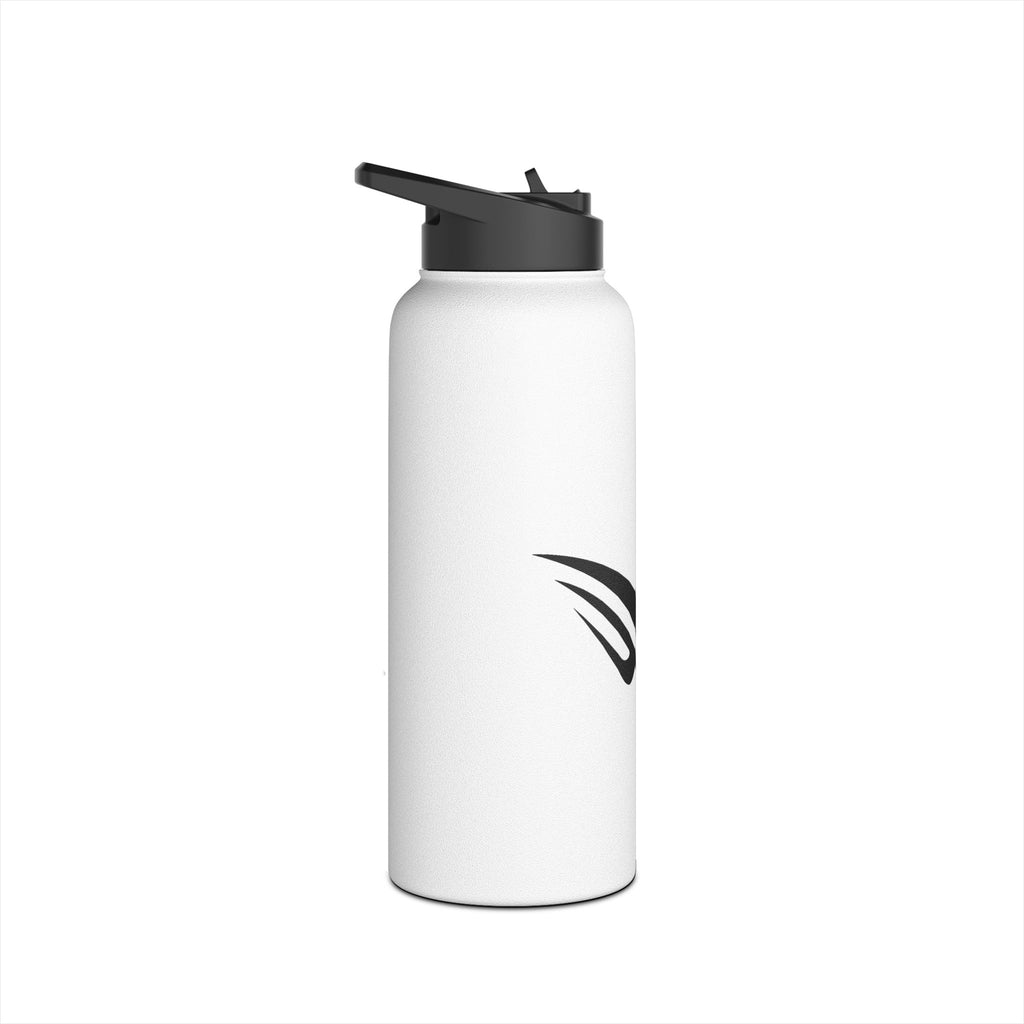 Stainless Steel Water Bottle with Minimal Black Wave Logo — Insulated Travel Bottle