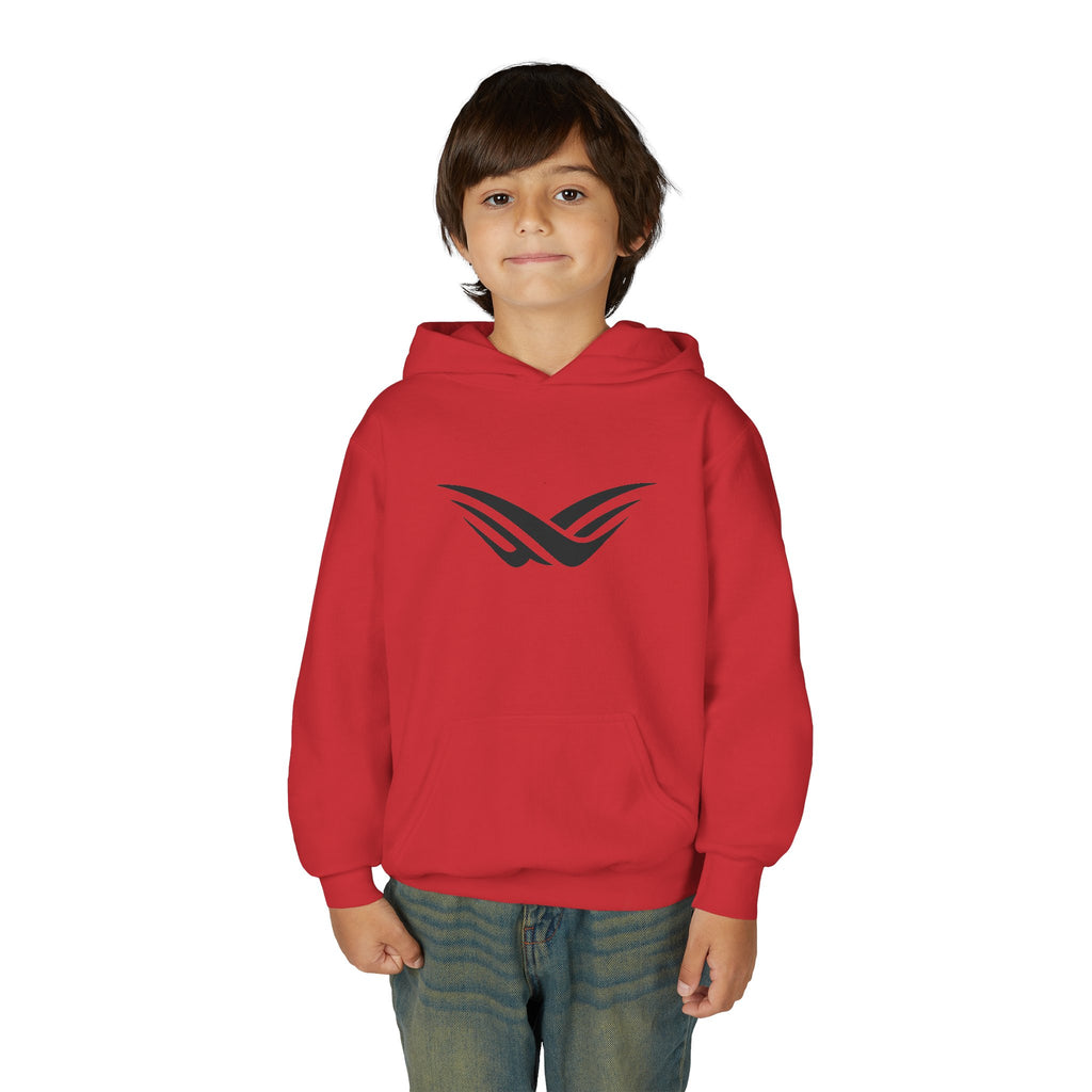 Youth Hoodie with Minimal Wave Logo — Casual Kids Pullover