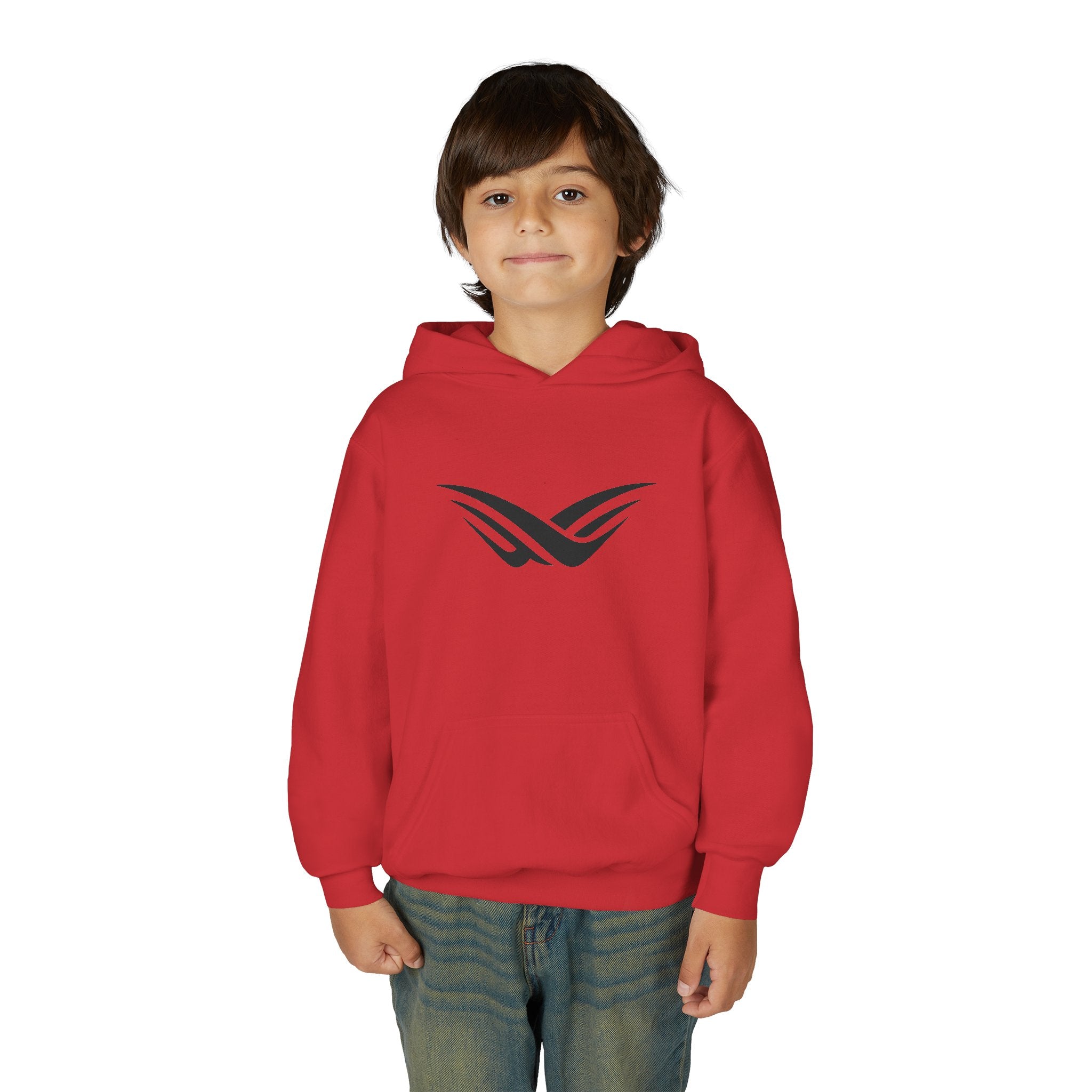 Youth Hoodie with Minimal Wave Logo — Casual Kids Pullover