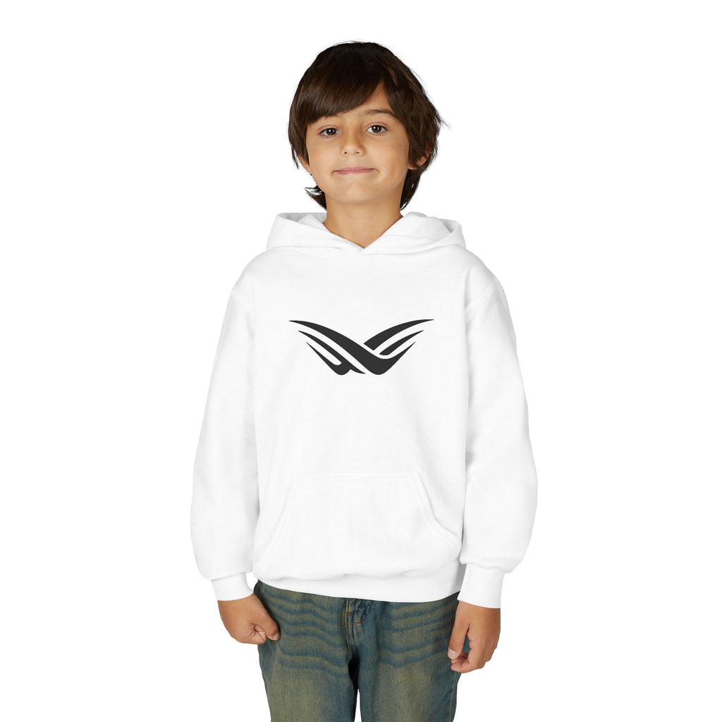 Youth Hoodie with Minimal Wave Logo — Casual Kids Pullover