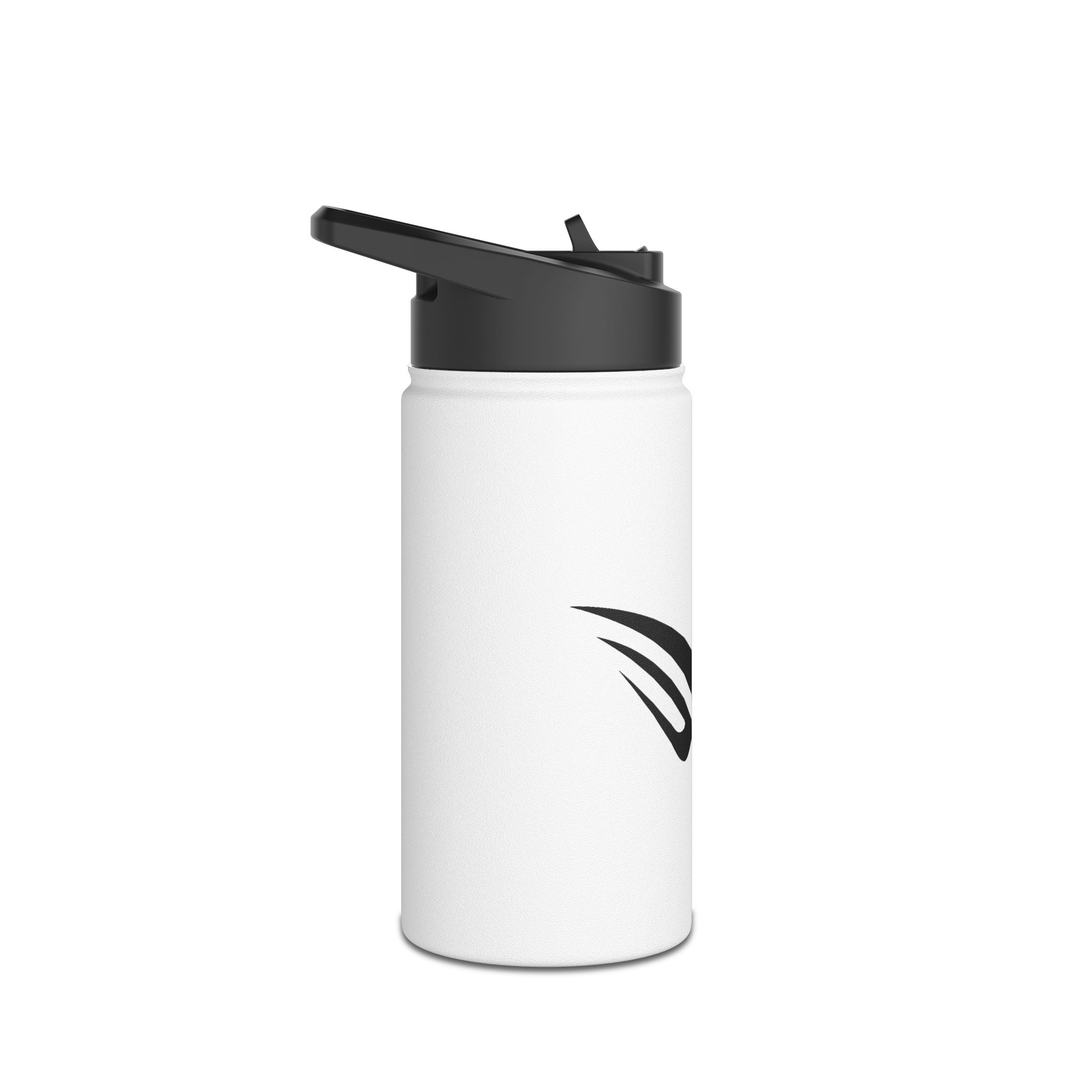Stainless Steel Water Bottle with Minimal Black Wave Logo — Insulated Travel Bottle