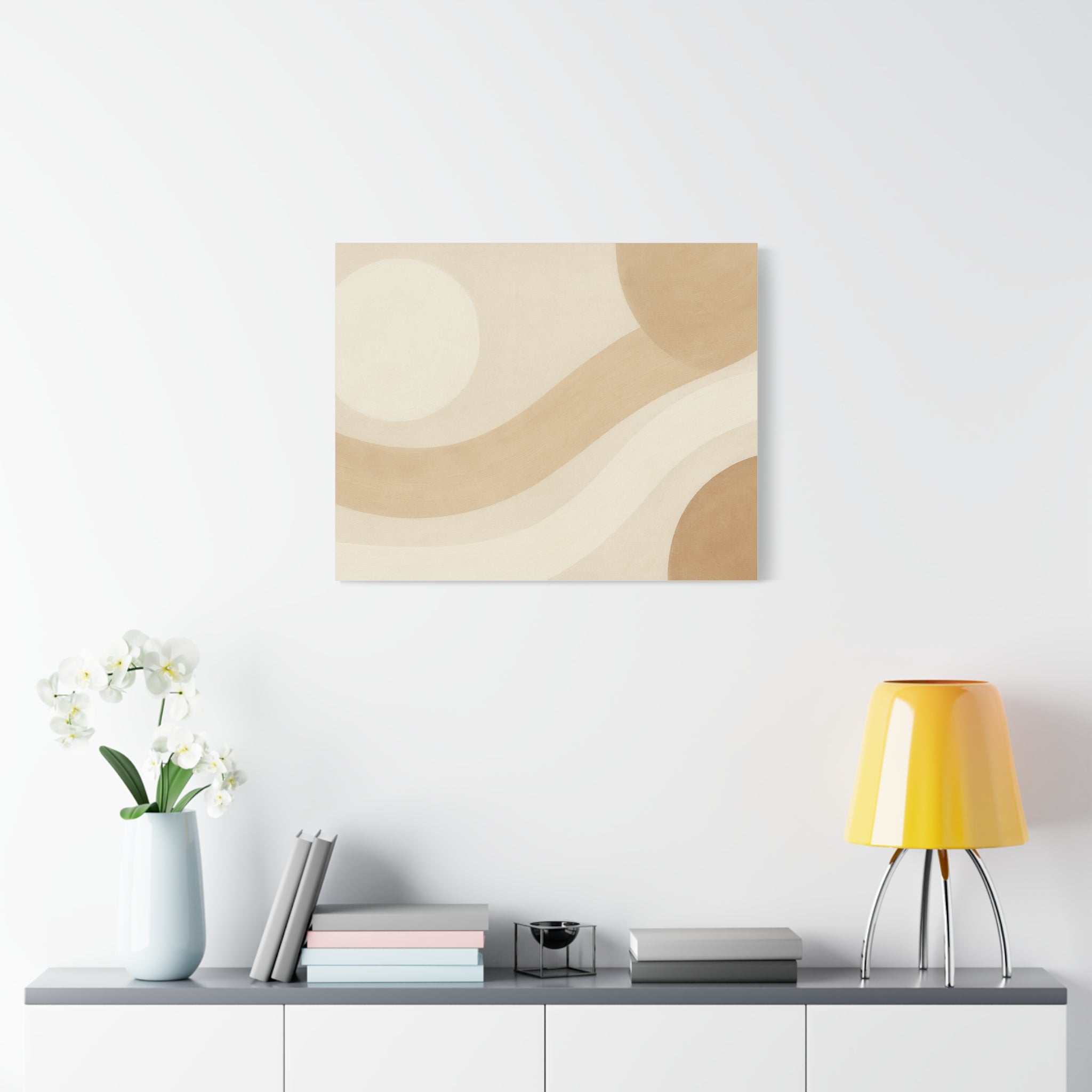 Abstract Neutral Wave Canvas Art – Beige Minimalist Wall Decor