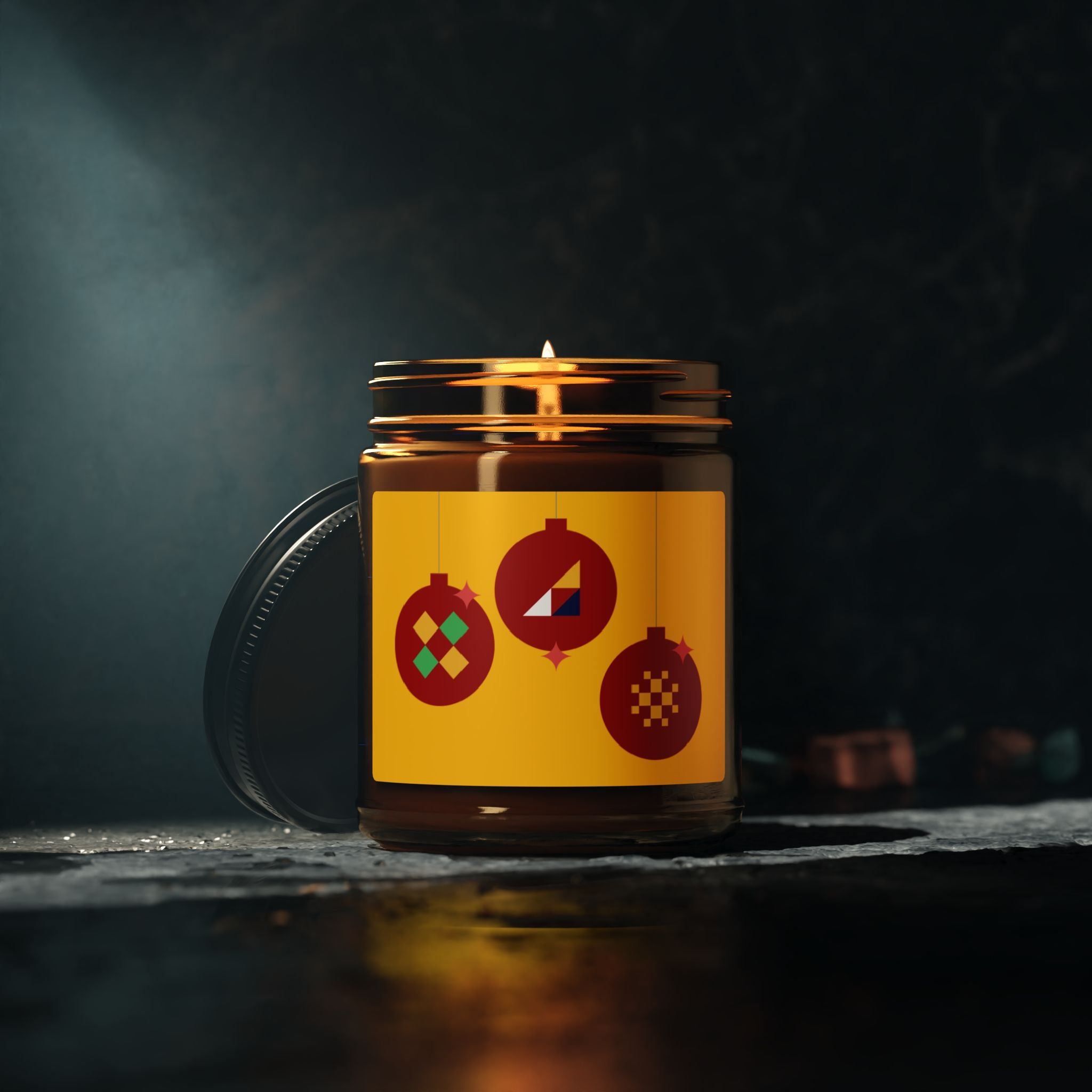 Holiday Ornament Soy Candle — Amber Jar Scented Candle (Multi-Size)