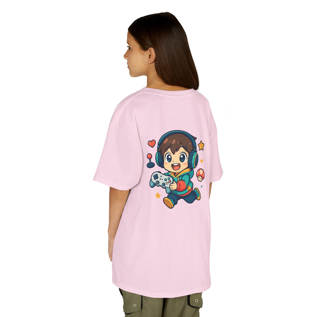 Kids Gamer Tee — Colorful Graphic Back Print & Minimal Front Logo (Many Colors)