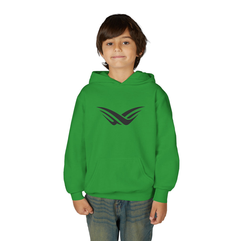 Youth Hoodie with Minimal Wave Logo — Casual Kids Pullover