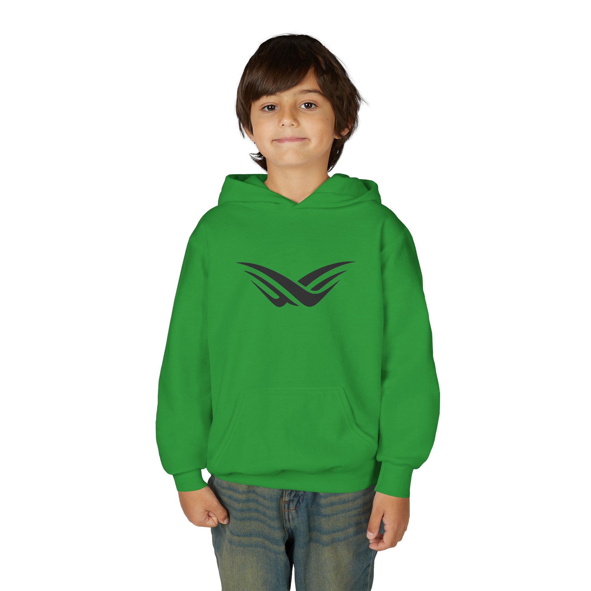 Youth Hoodie with Minimal Wave Logo — Casual Kids Pullover