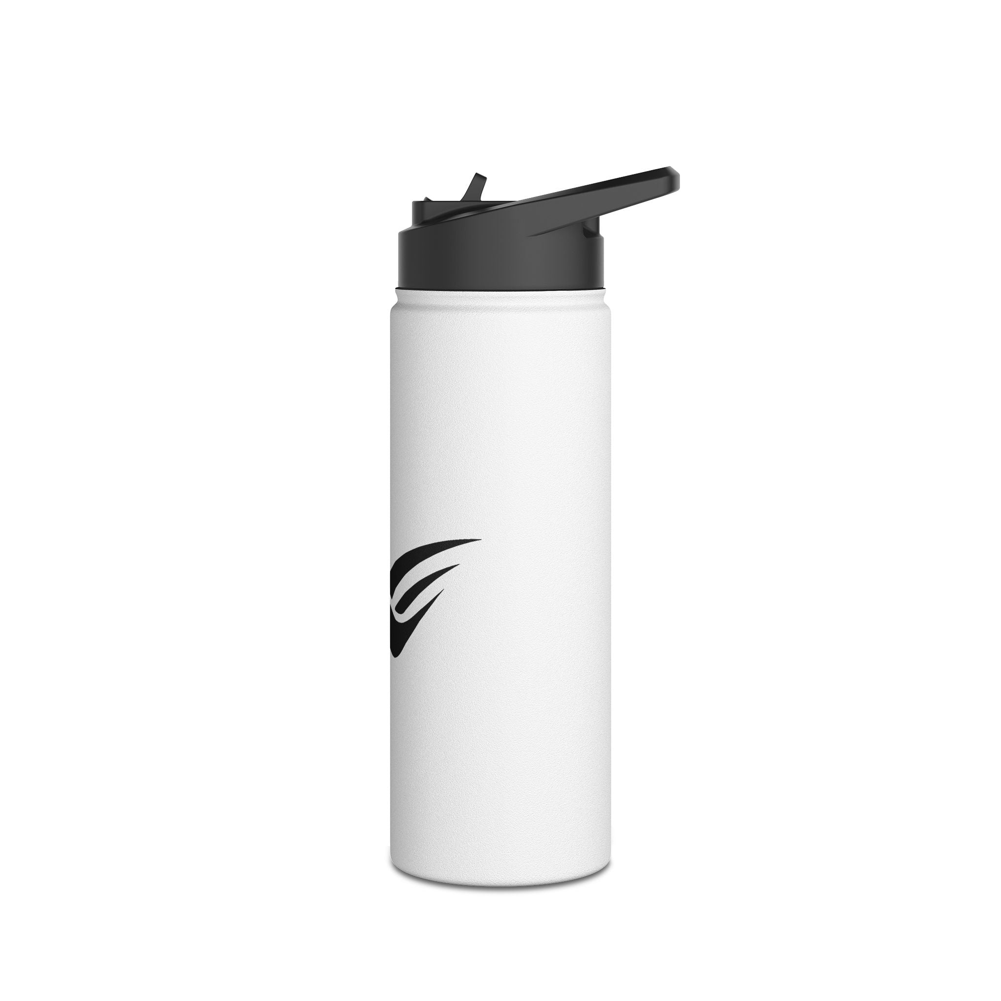 Stainless Steel Water Bottle with Minimal Black Wave Logo — Insulated Travel Bottle