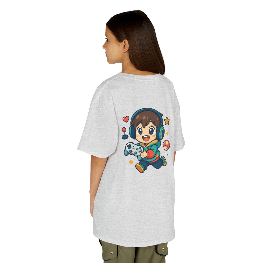 Kids Gamer Tee — Colorful Graphic Back Print & Minimal Front Logo (Many Colors)