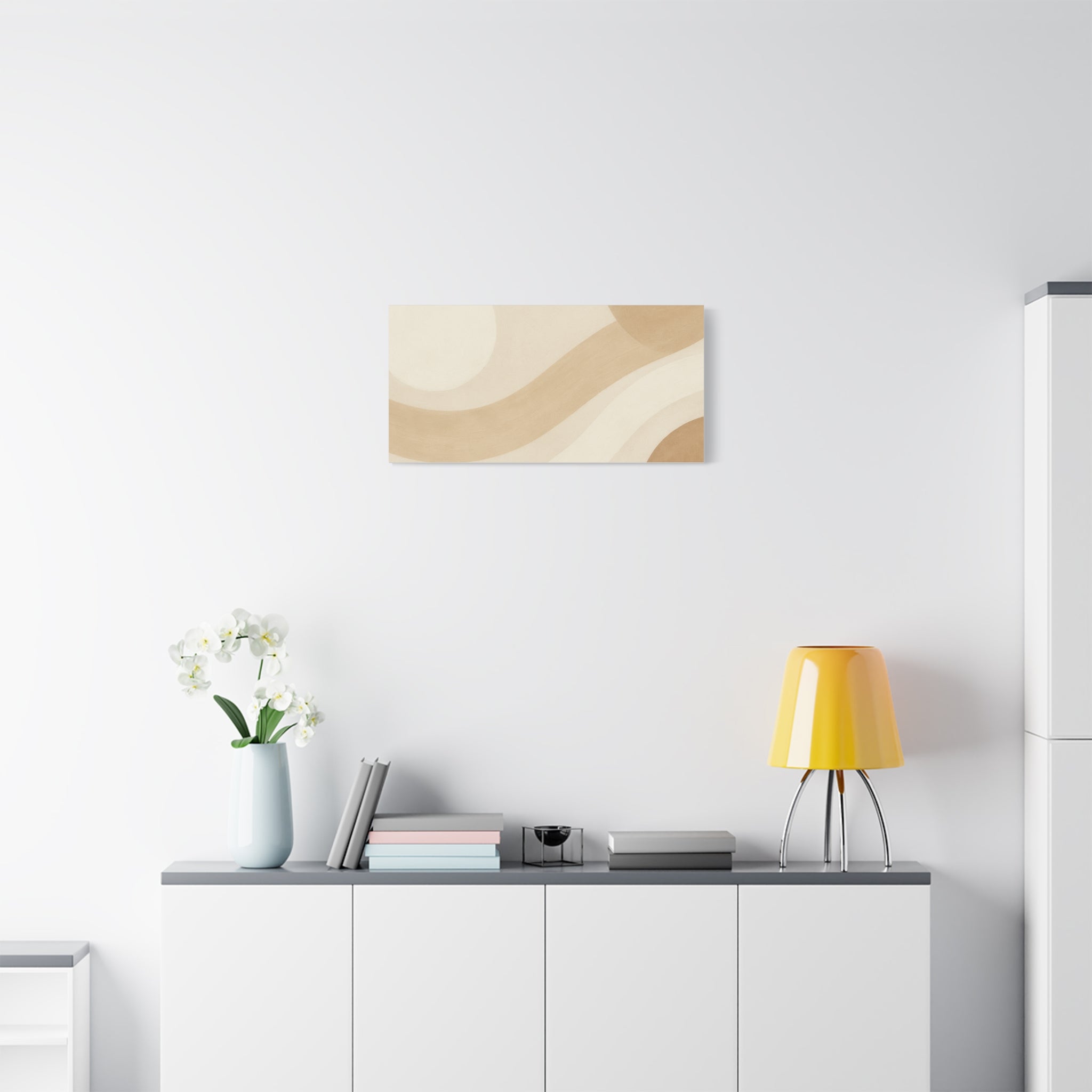 Abstract Neutral Wave Canvas Art – Beige Minimalist Wall Decor