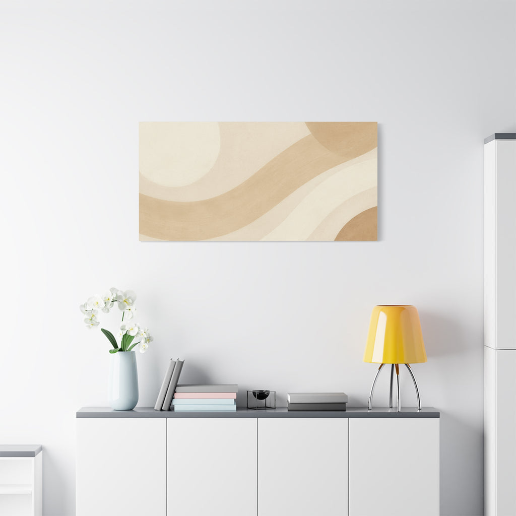 Abstract Neutral Wave Canvas Art – Beige Minimalist Wall Decor