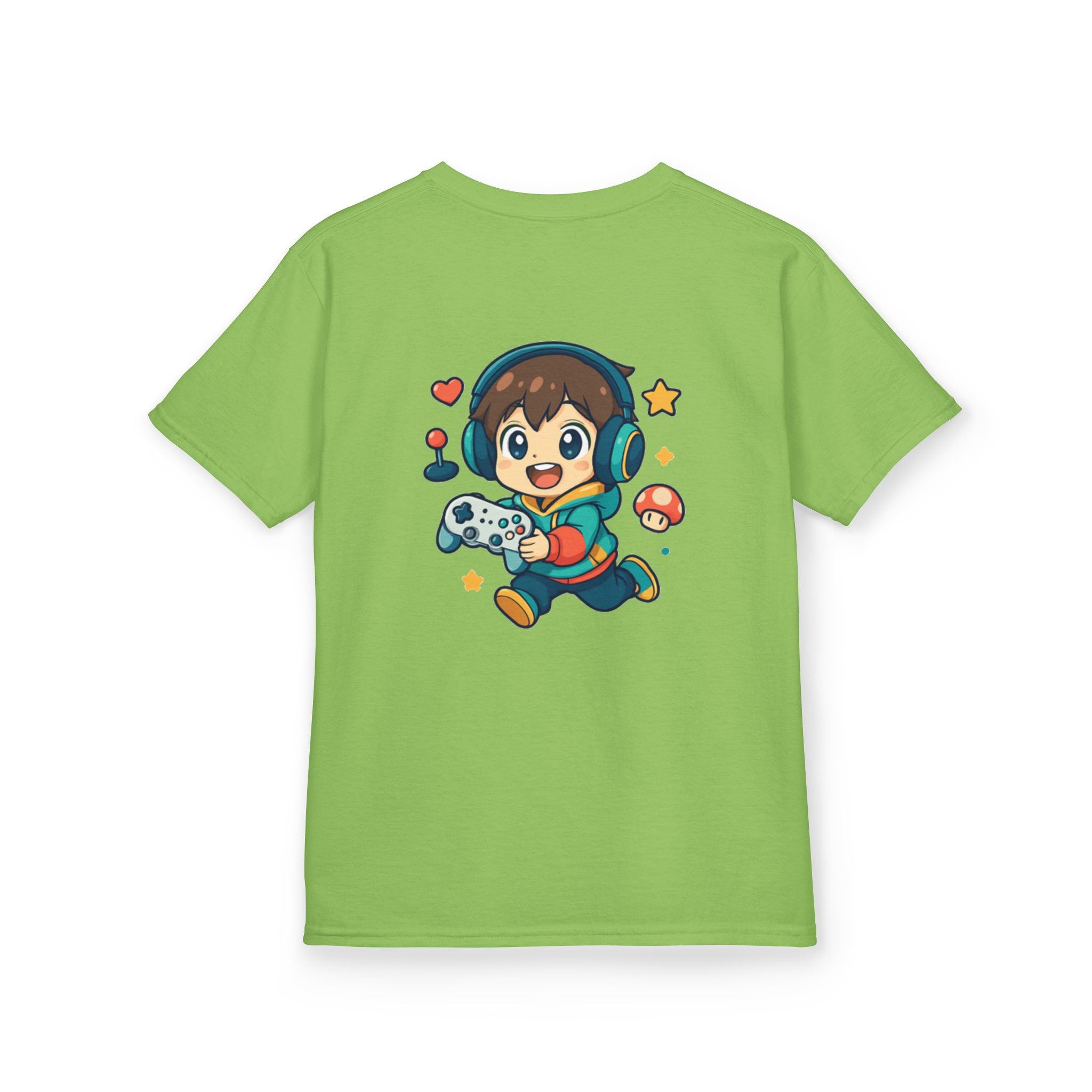 Kids Gamer Tee — Colorful Graphic Back Print & Minimal Front Logo (Many Colors)