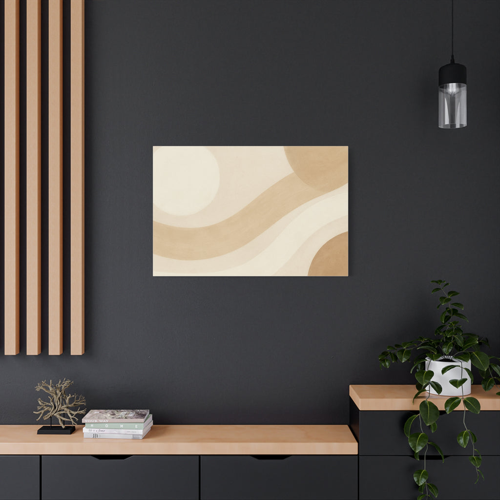 Abstract Neutral Wave Canvas Art – Beige Minimalist Wall Decor