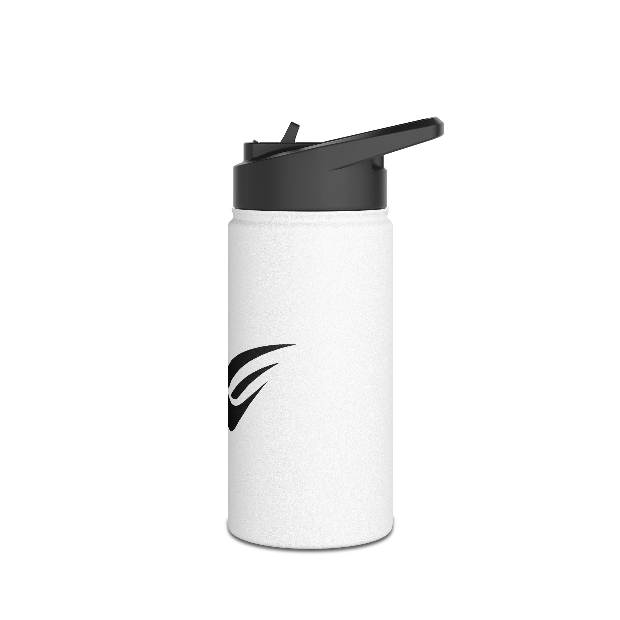 Stainless Steel Water Bottle with Minimal Black Wave Logo — Insulated Travel Bottle