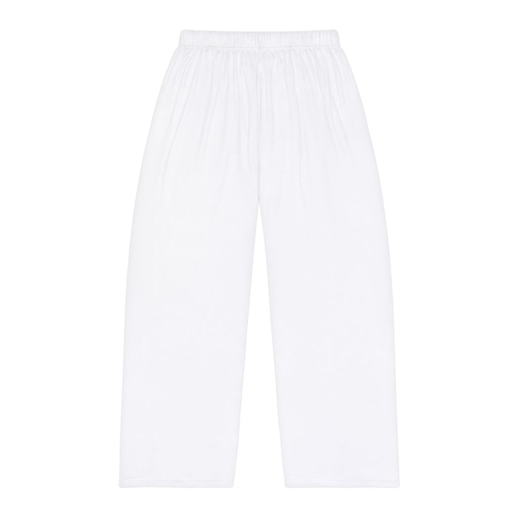 Men's Pajama Pants — Cozy White Lounge Sleepwear with Small Chest Logo
