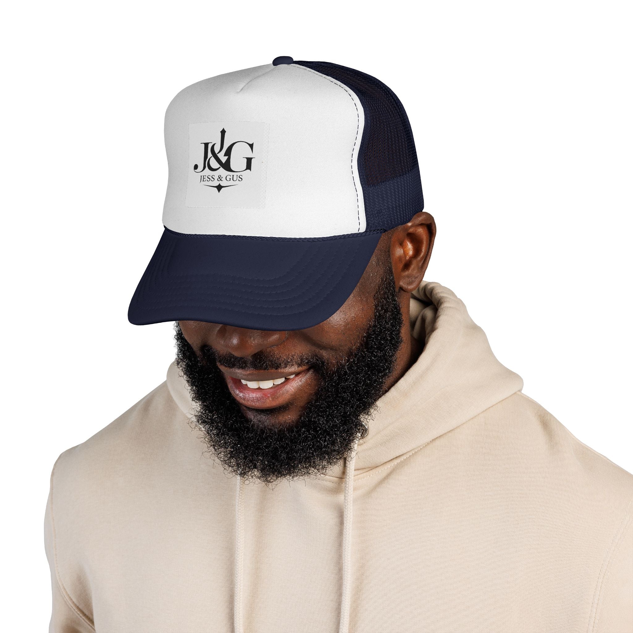 J&G (Jess & Gus) Trucker Cap — Embroidered Logo Mesh Hat | Inspired by Movement & Purpose