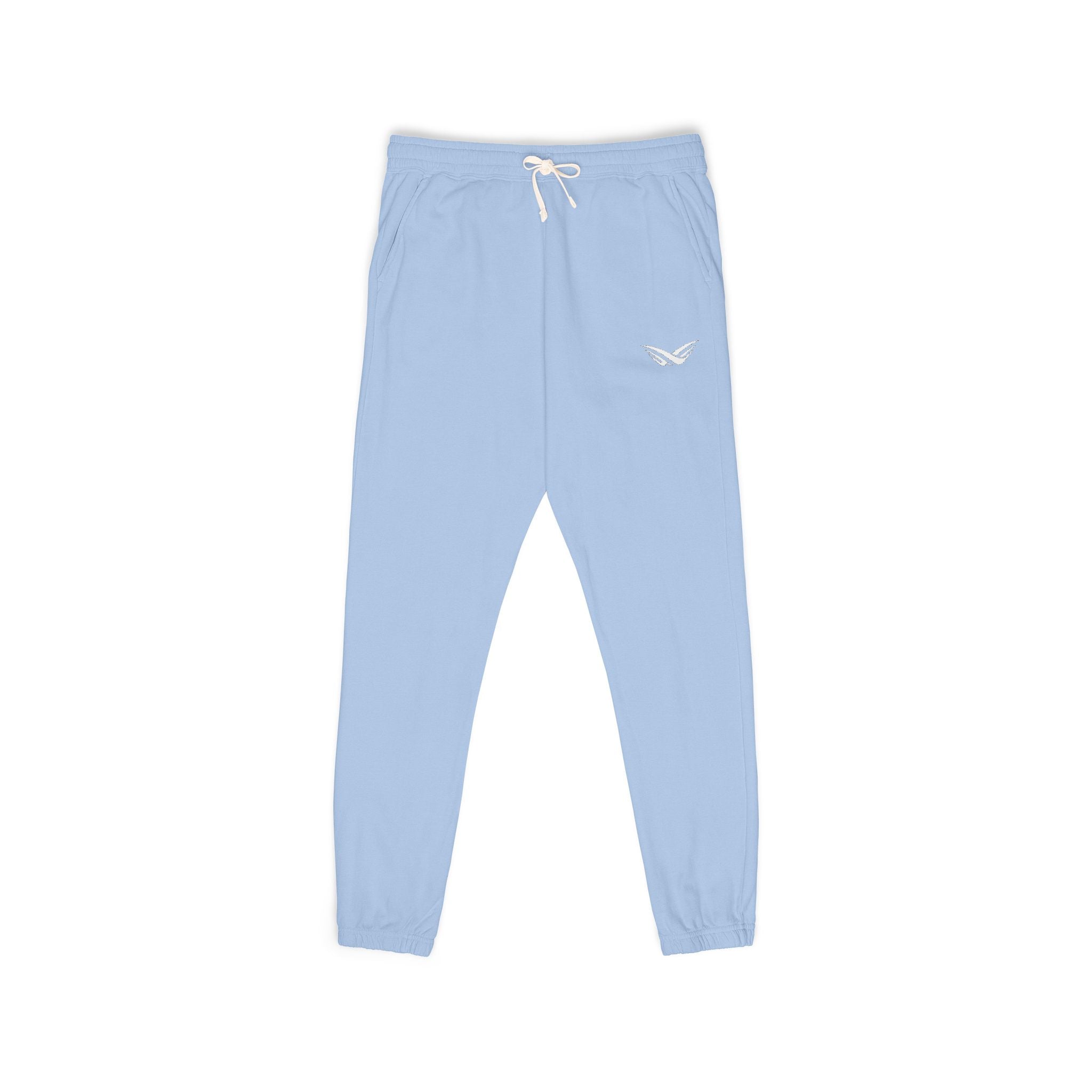 Embroidered Wing Logo Sweatpants — Garment-Dyed Fleece Joggers