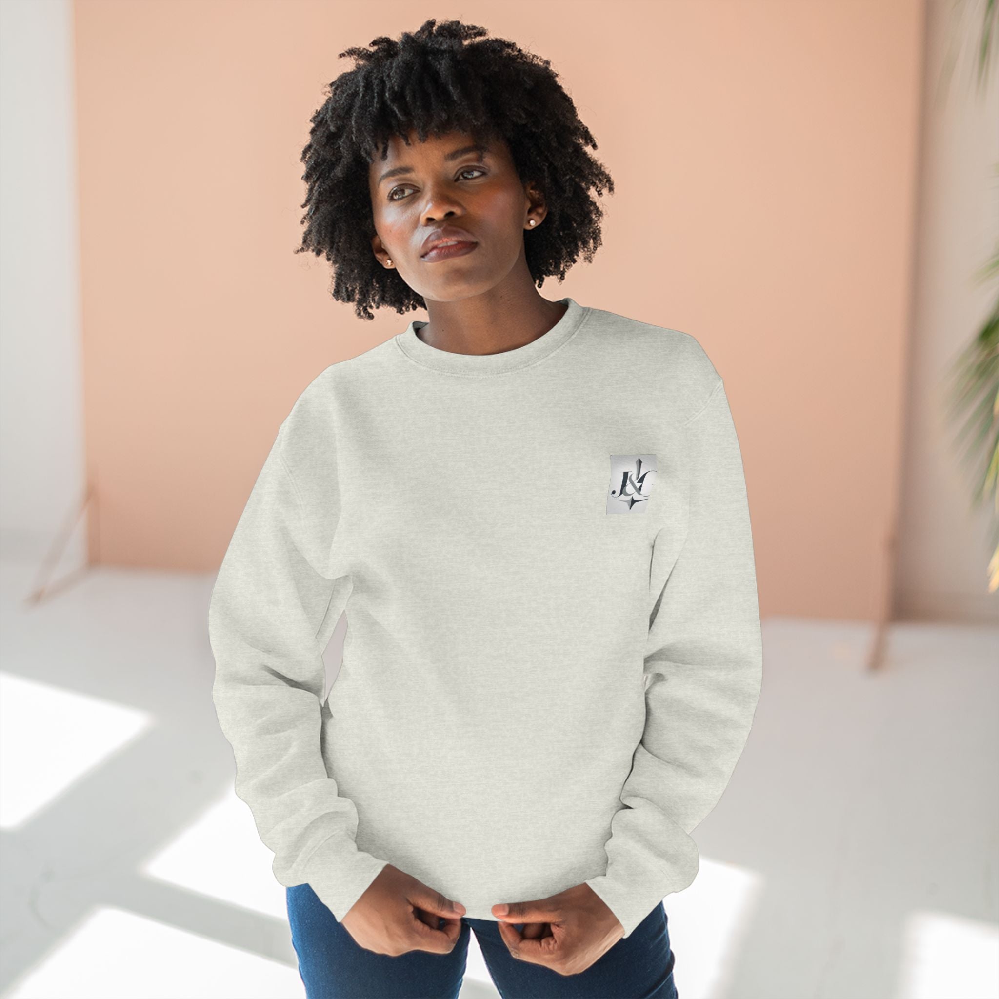 J&G Classic Crewneck Sweatshirt – Minimal Logo | Designed by Jess & Gus