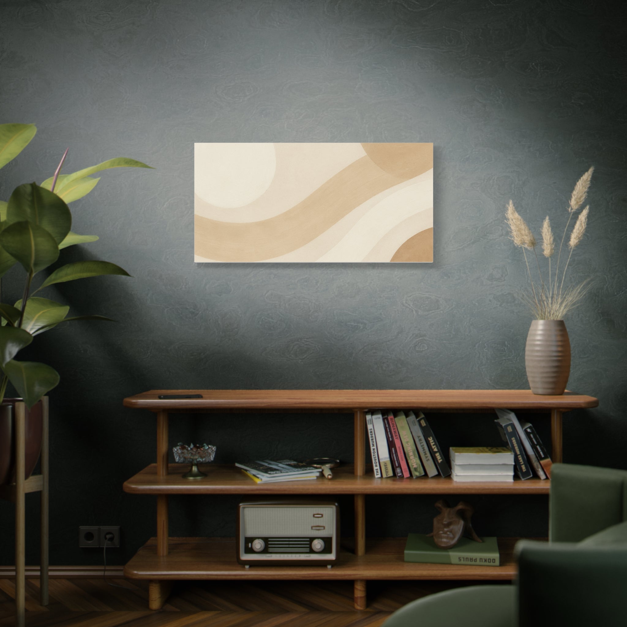 Abstract Neutral Wave Canvas Art – Beige Minimalist Wall Decor