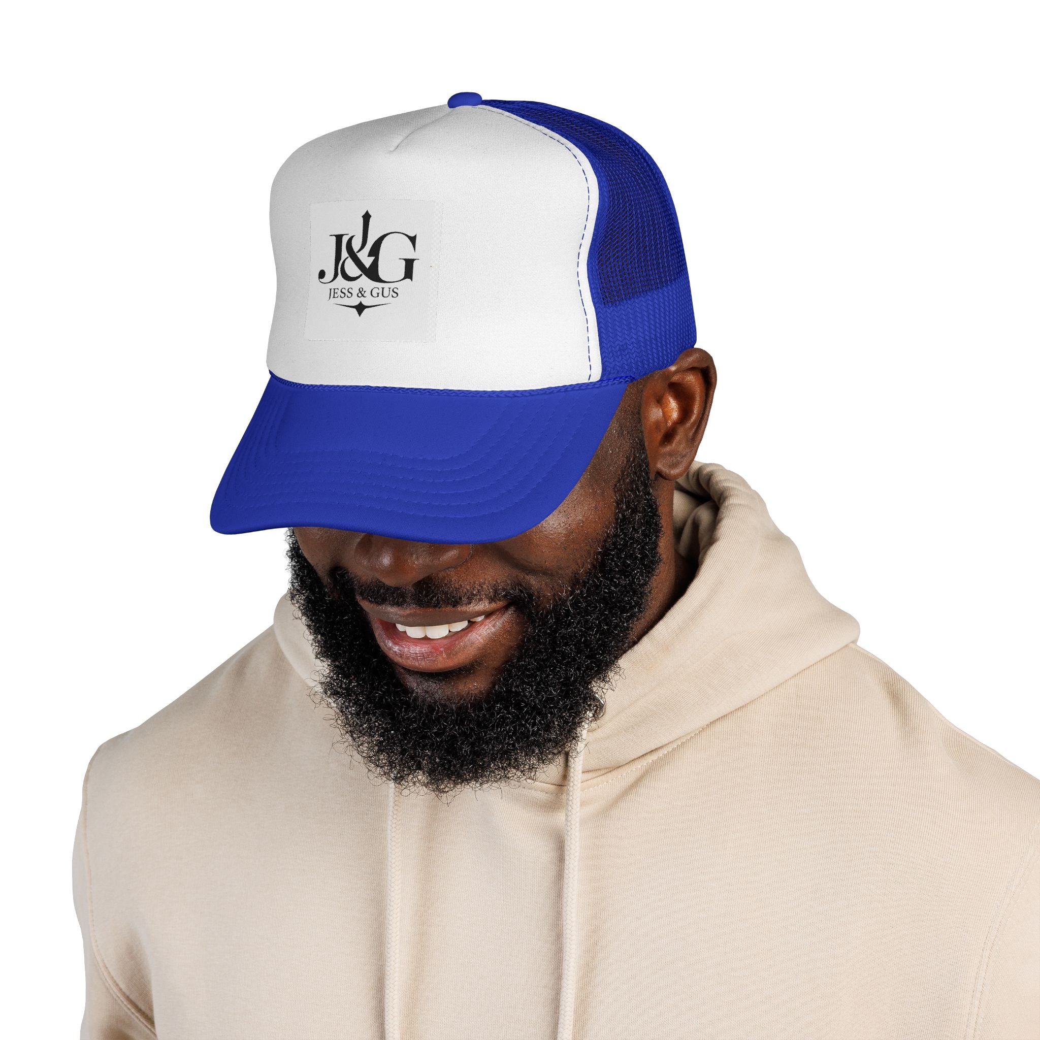 J&G (Jess & Gus) Trucker Cap — Embroidered Logo Mesh Hat | Inspired by Movement & Purpose