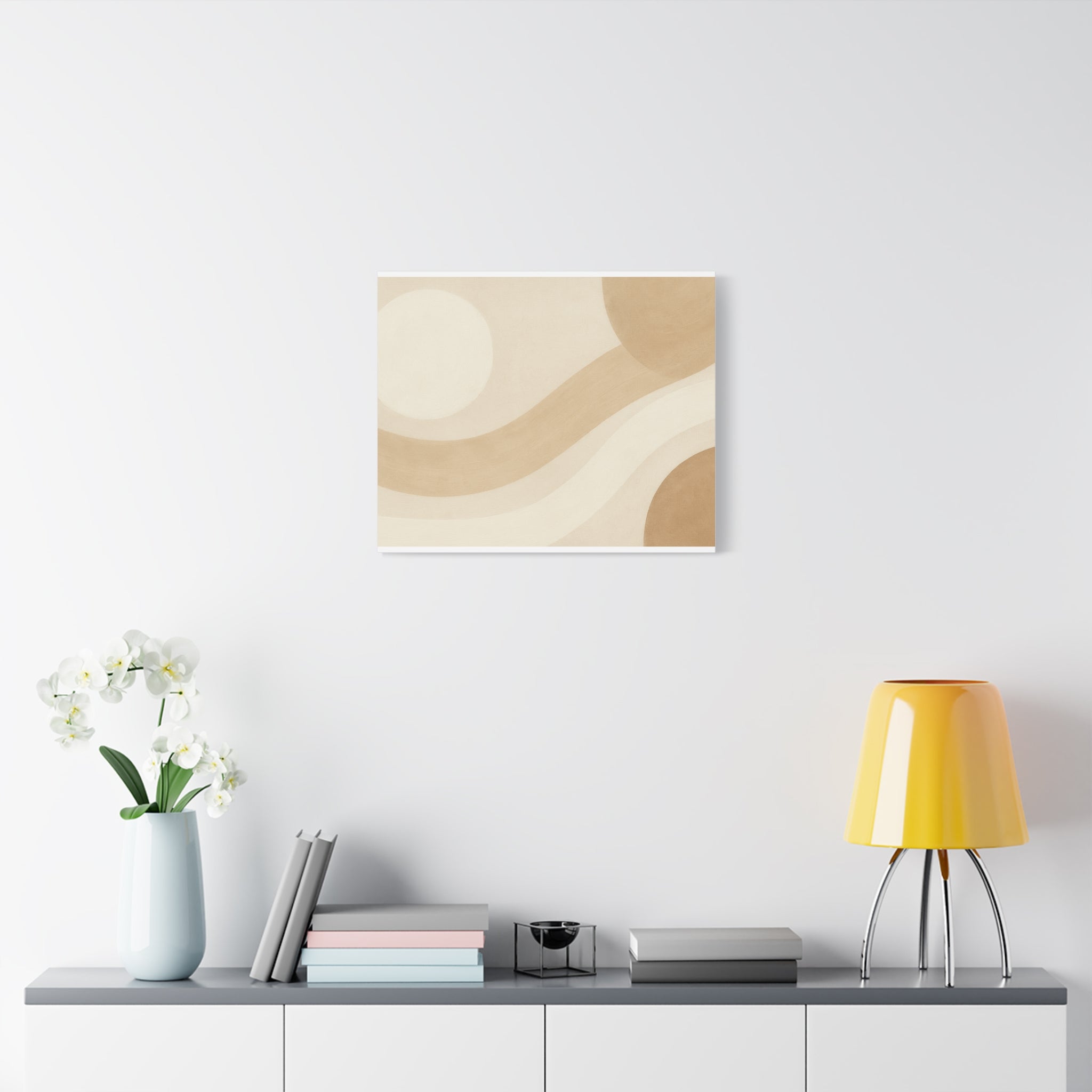 Abstract Neutral Wave Canvas Art – Beige Minimalist Wall Decor