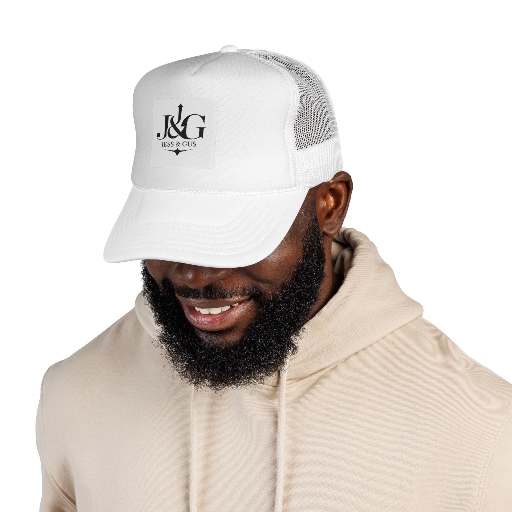 J&G (Jess & Gus) Trucker Cap — Embroidered Logo Mesh Hat | Inspired by Movement & Purpose