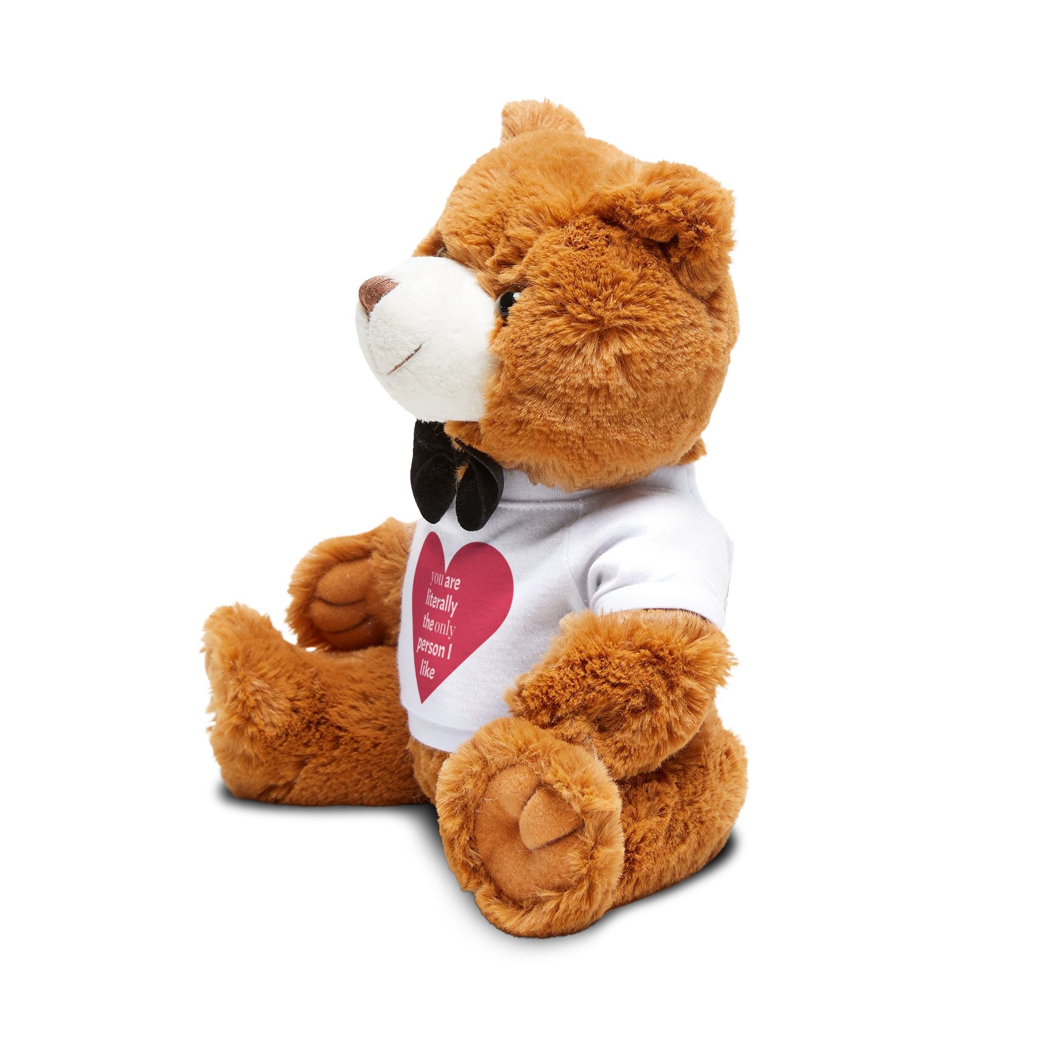 Plush Teddy Bear with Heart T‑Shirt — "You Are Literally the Only Person I Like" Cute Gift