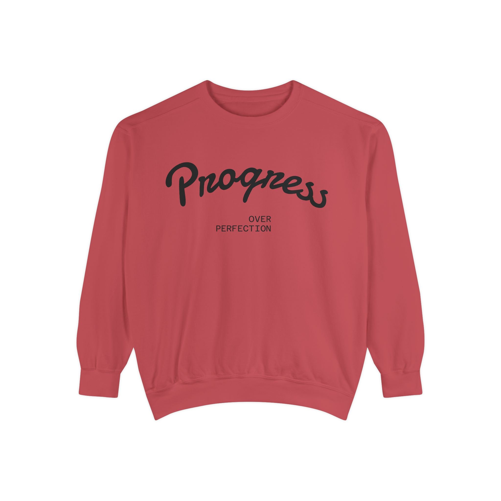 Progress Over Perfection Sweatshirt — Minimal Embroidered Motivational Crewneck