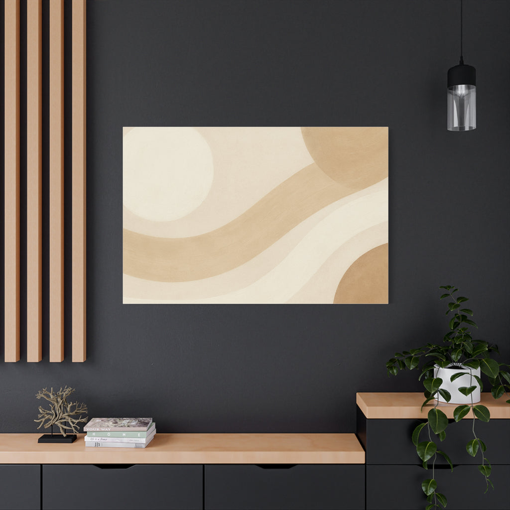 Abstract Neutral Wave Canvas Art – Beige Minimalist Wall Decor