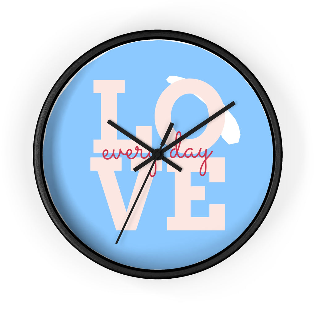 Love Everyday Wall Clock — Pastel Blue Inspirational Home Décor