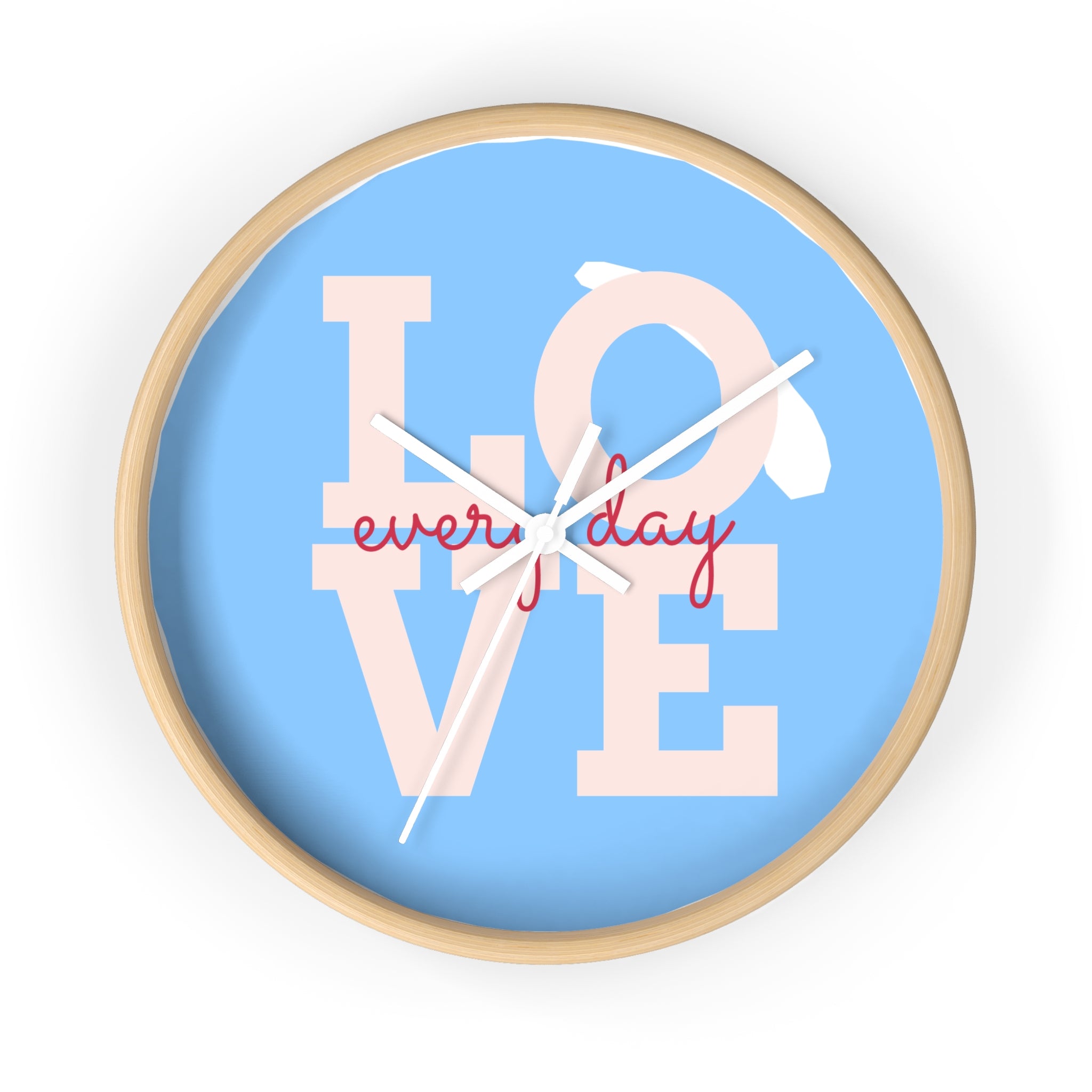Love Everyday Wall Clock — Pastel Blue Inspirational Home Décor