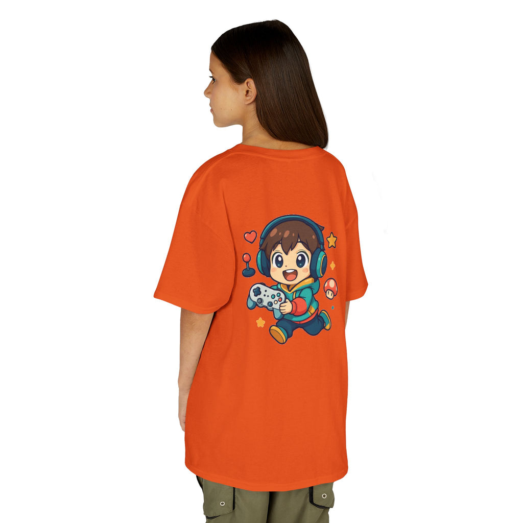 Kids Gamer Tee — Colorful Graphic Back Print & Minimal Front Logo (Many Colors)