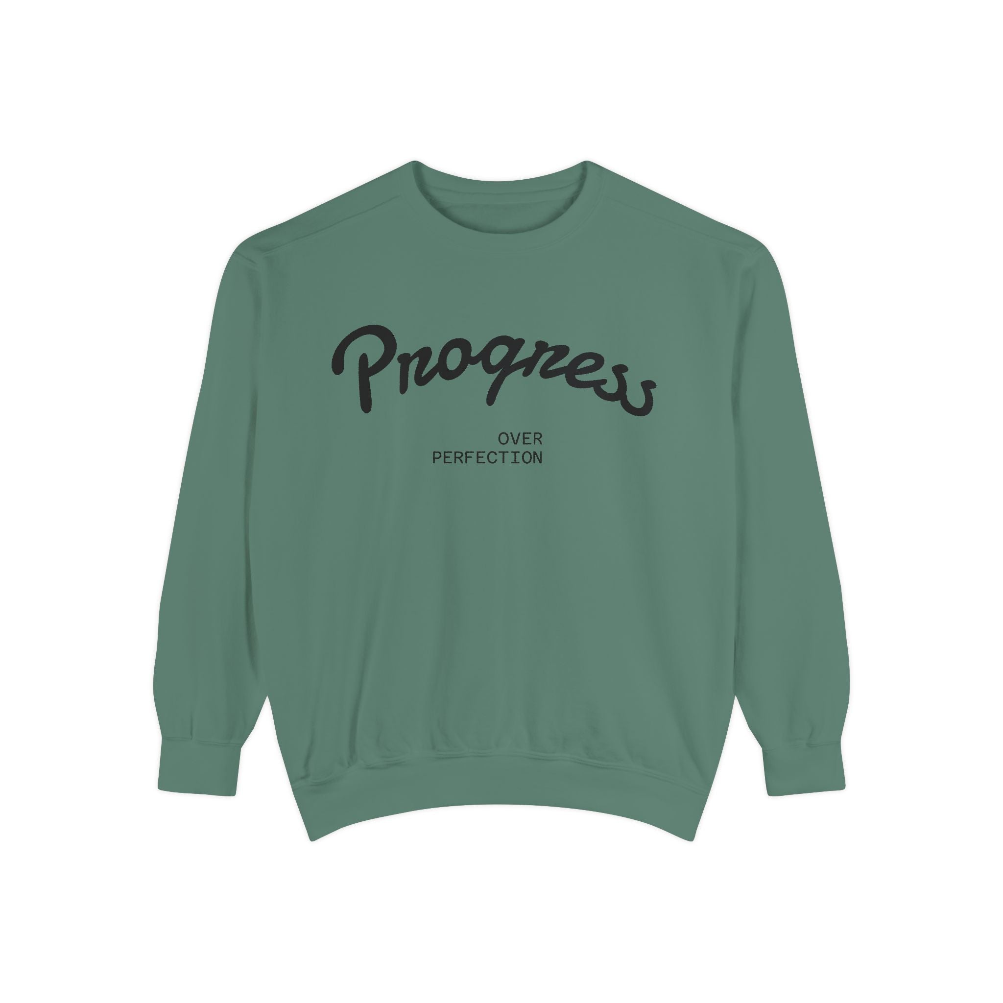 Progress Over Perfection Sweatshirt — Minimal Embroidered Motivational Crewneck
