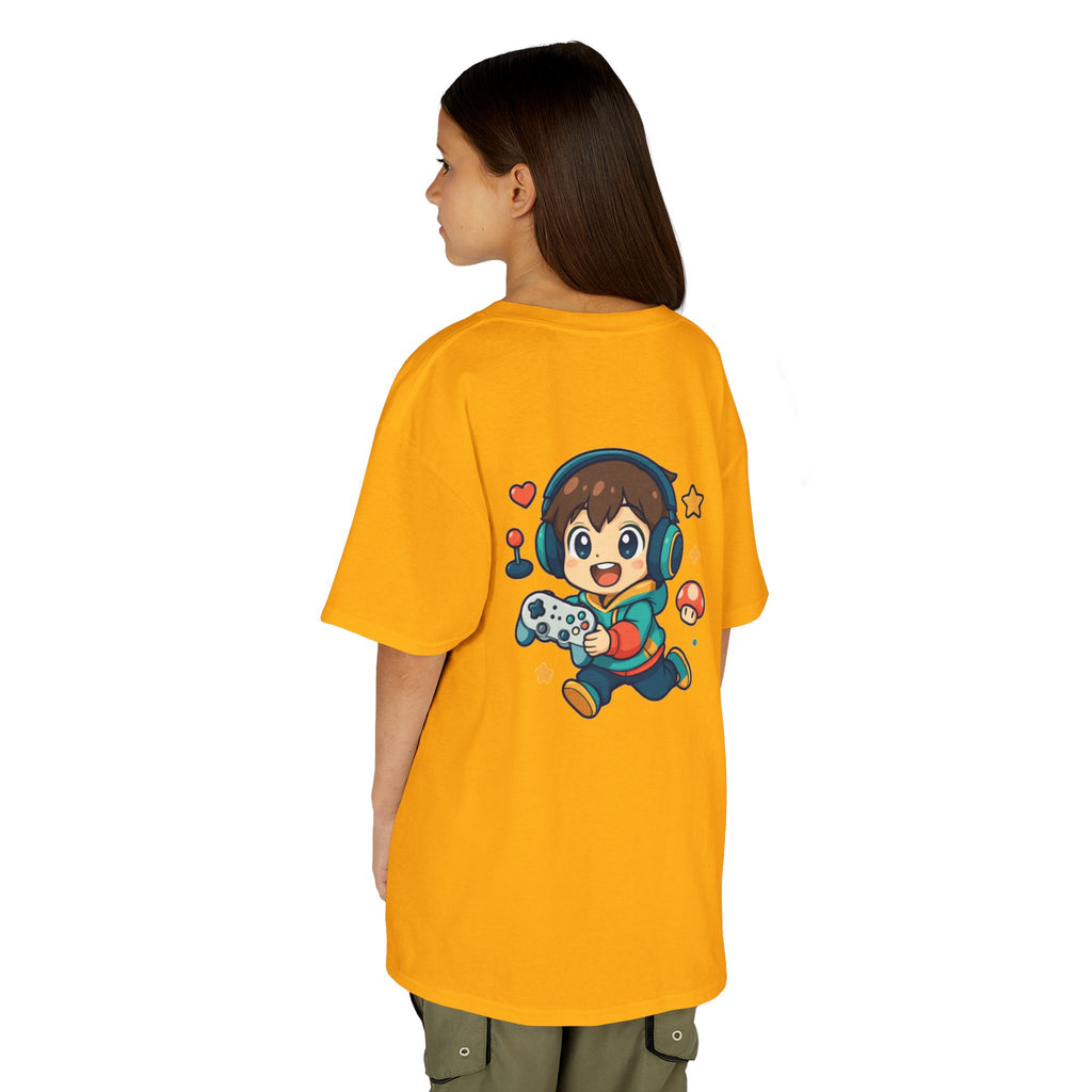 Kids Gamer Tee — Colorful Graphic Back Print & Minimal Front Logo (Many Colors)