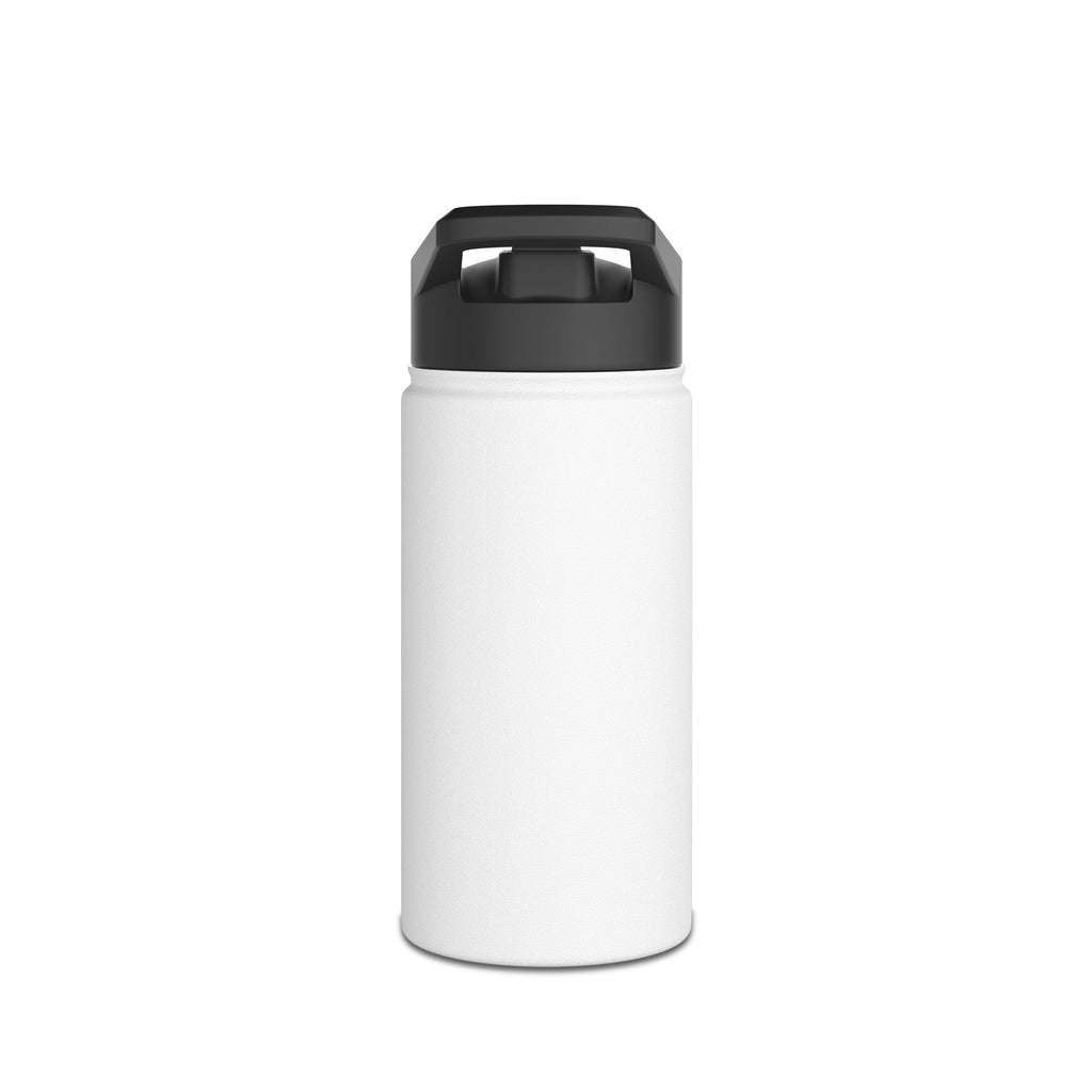 Stainless Steel Water Bottle with Minimal Black Wave Logo — Insulated Travel Bottle