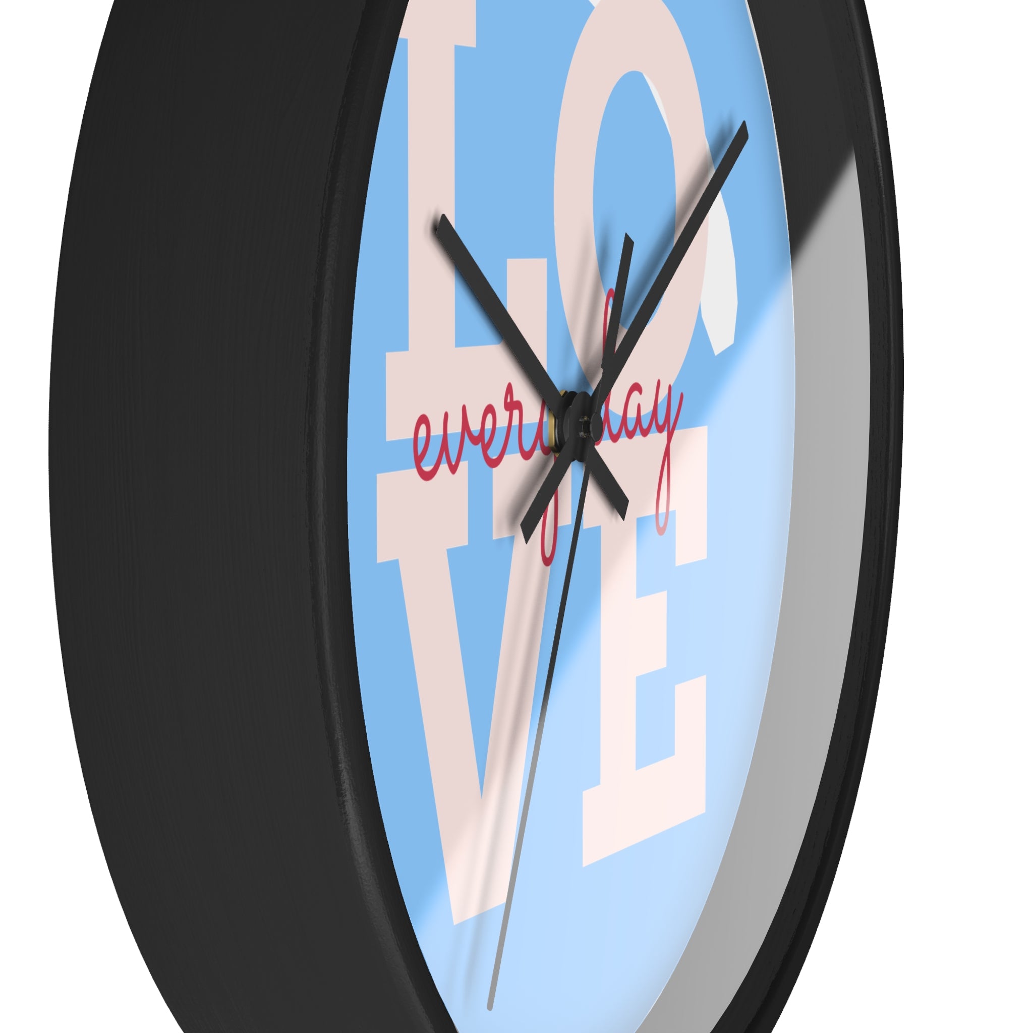 Love Everyday Wall Clock — Pastel Blue Inspirational Home Décor
