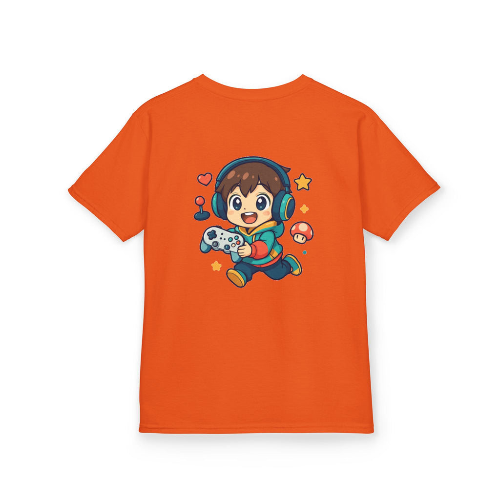 Kids Gamer Tee — Colorful Graphic Back Print & Minimal Front Logo (Many Colors)