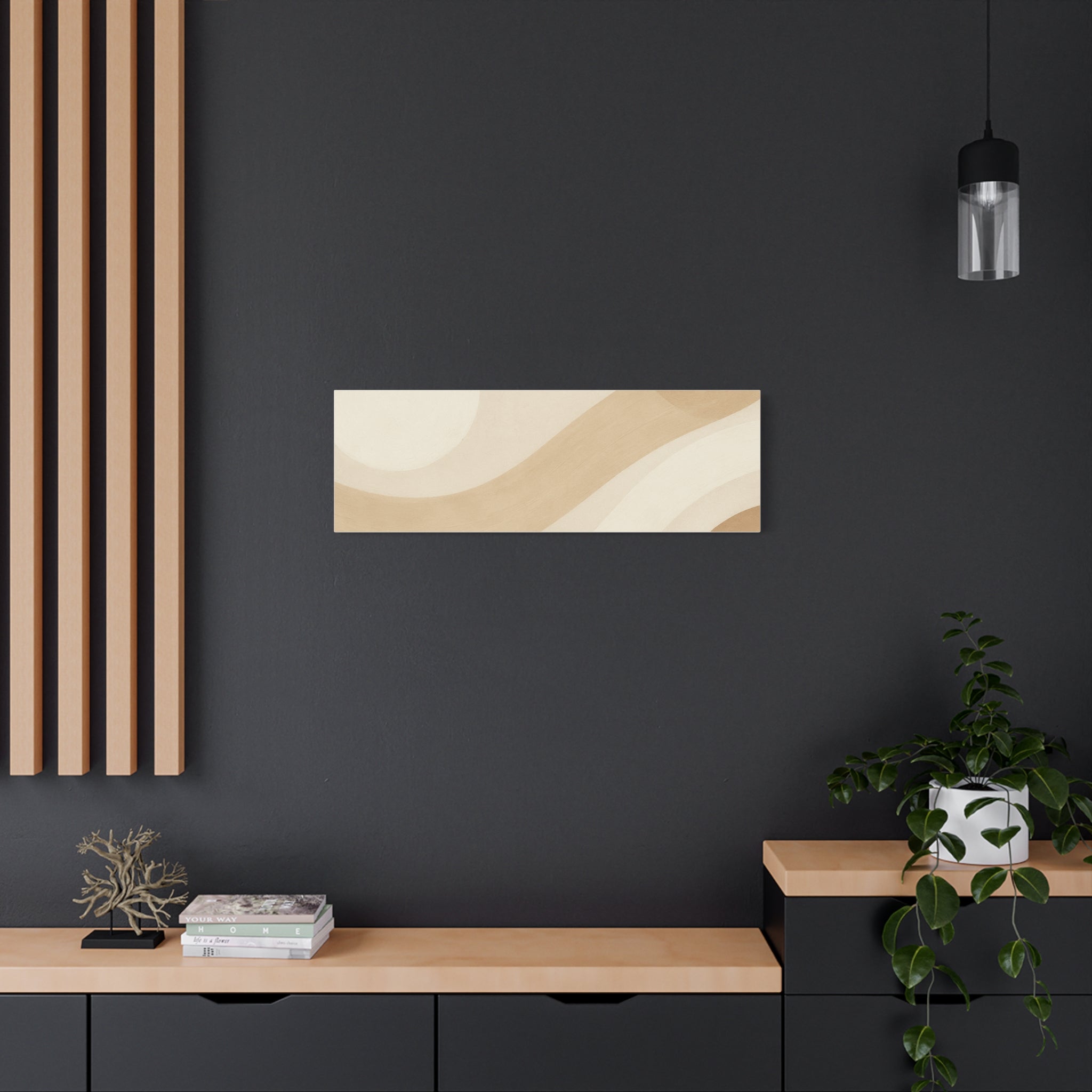 Abstract Neutral Wave Canvas Art – Beige Minimalist Wall Decor