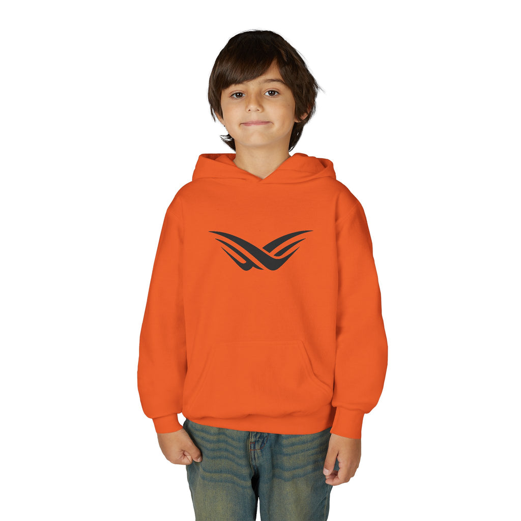 Youth Hoodie with Minimal Wave Logo — Casual Kids Pullover