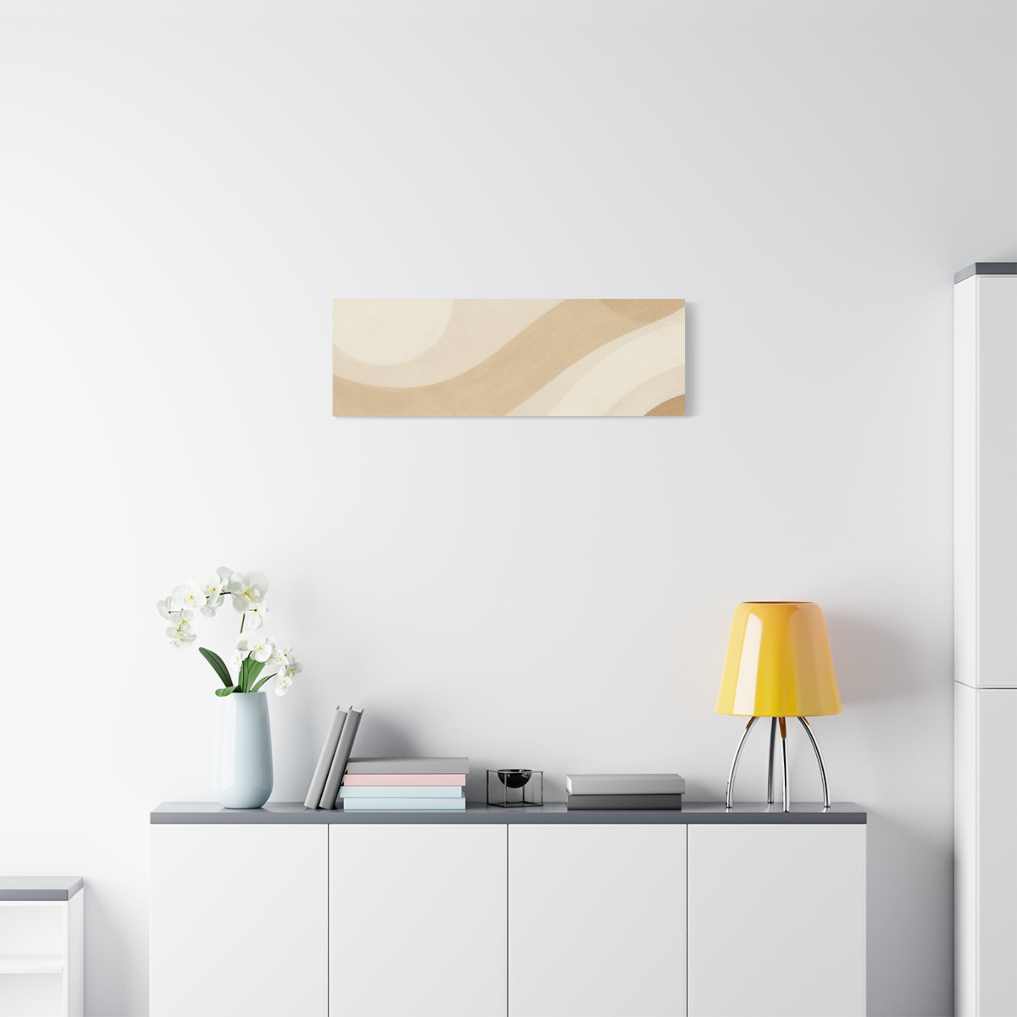 Abstract Neutral Wave Canvas Art – Beige Minimalist Wall Decor