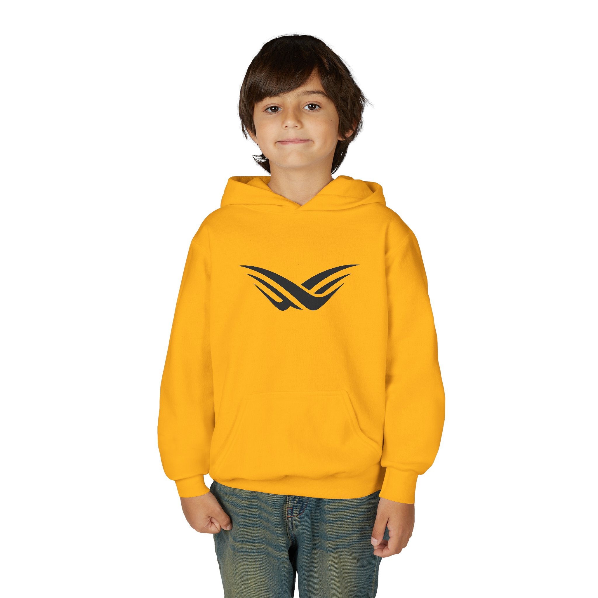 Youth Hoodie with Minimal Wave Logo — Casual Kids Pullover