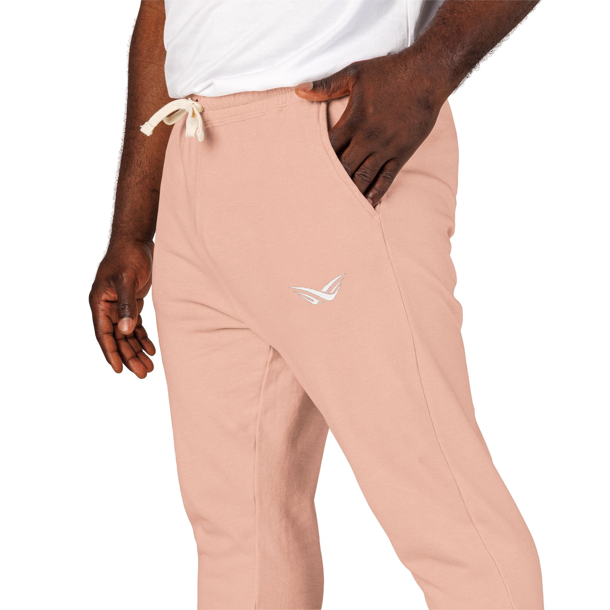 Embroidered Wing Logo Sweatpants — Garment-Dyed Fleece Joggers