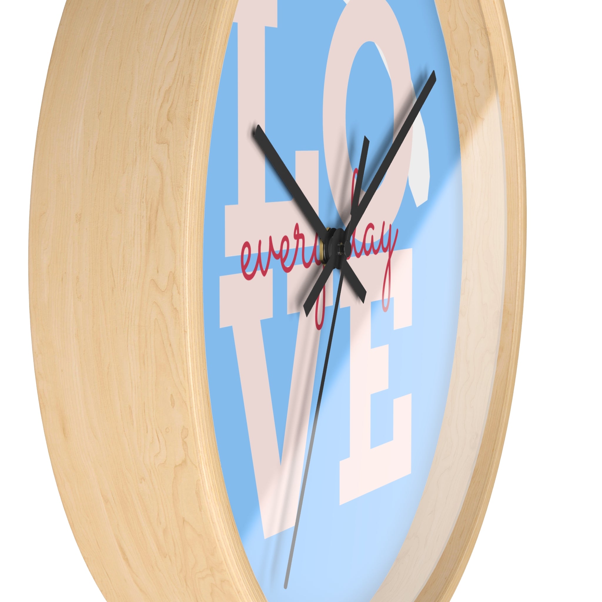 Love Everyday Wall Clock — Pastel Blue Inspirational Home Décor